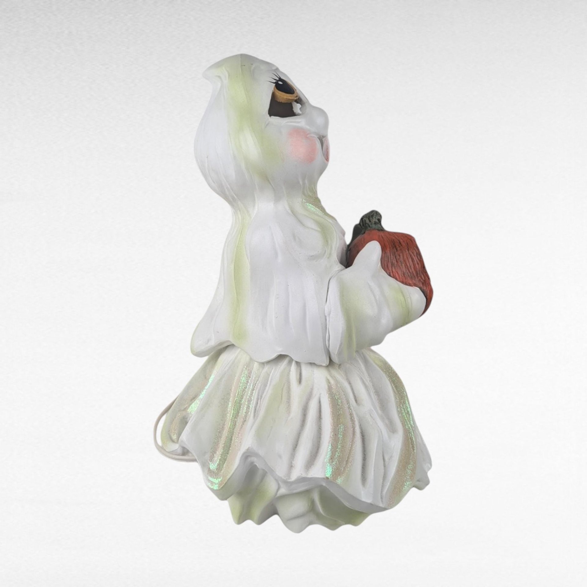 Vintage Holland Mold Ceramic Ghost Light, Halloween Decor, Jack O'Lantern, Ghost with Pumpkin, Collectible Figurine
