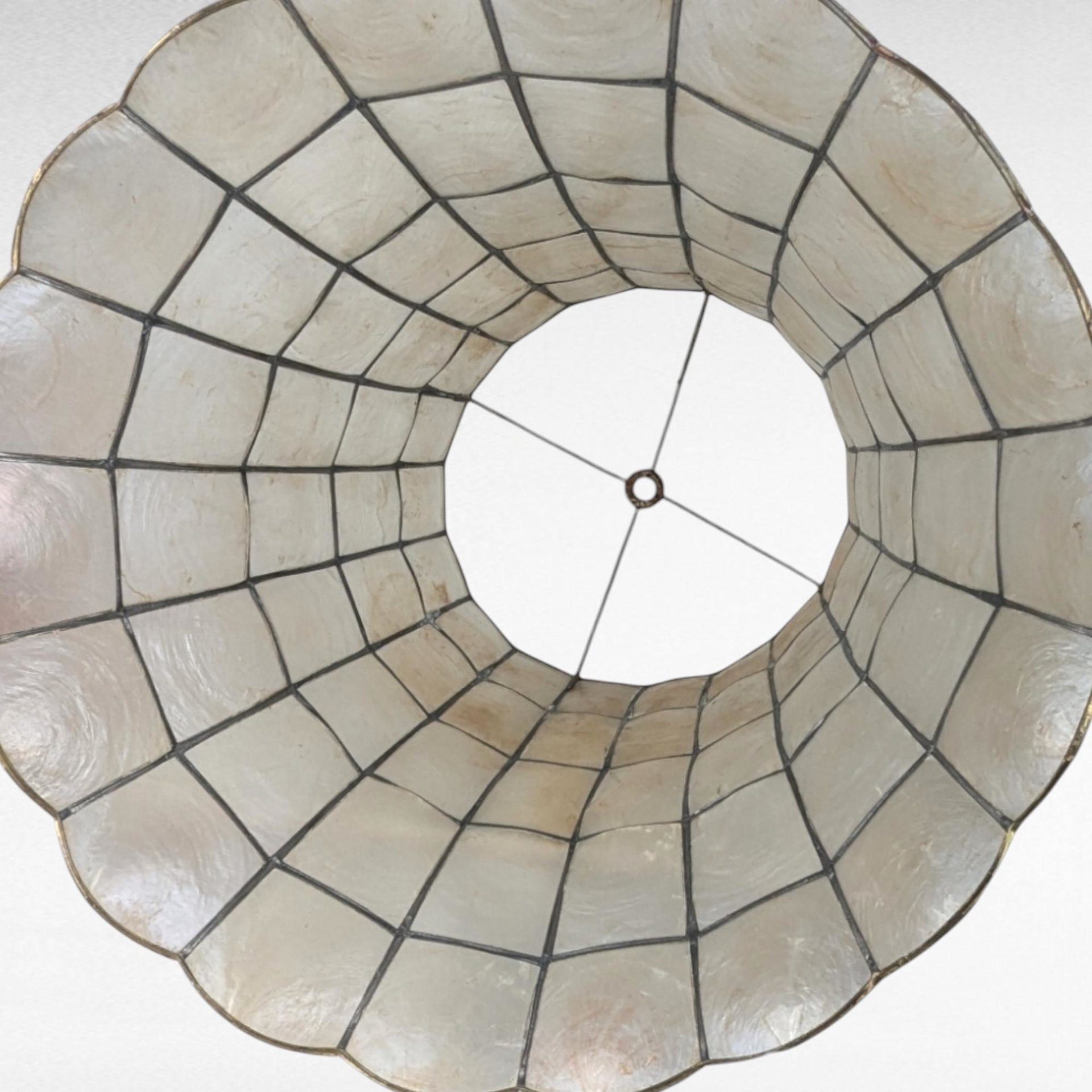 Vintage Capiz Shell Lampshade, Coastal Decor, Boho Lighting, Shell Lamp Shade