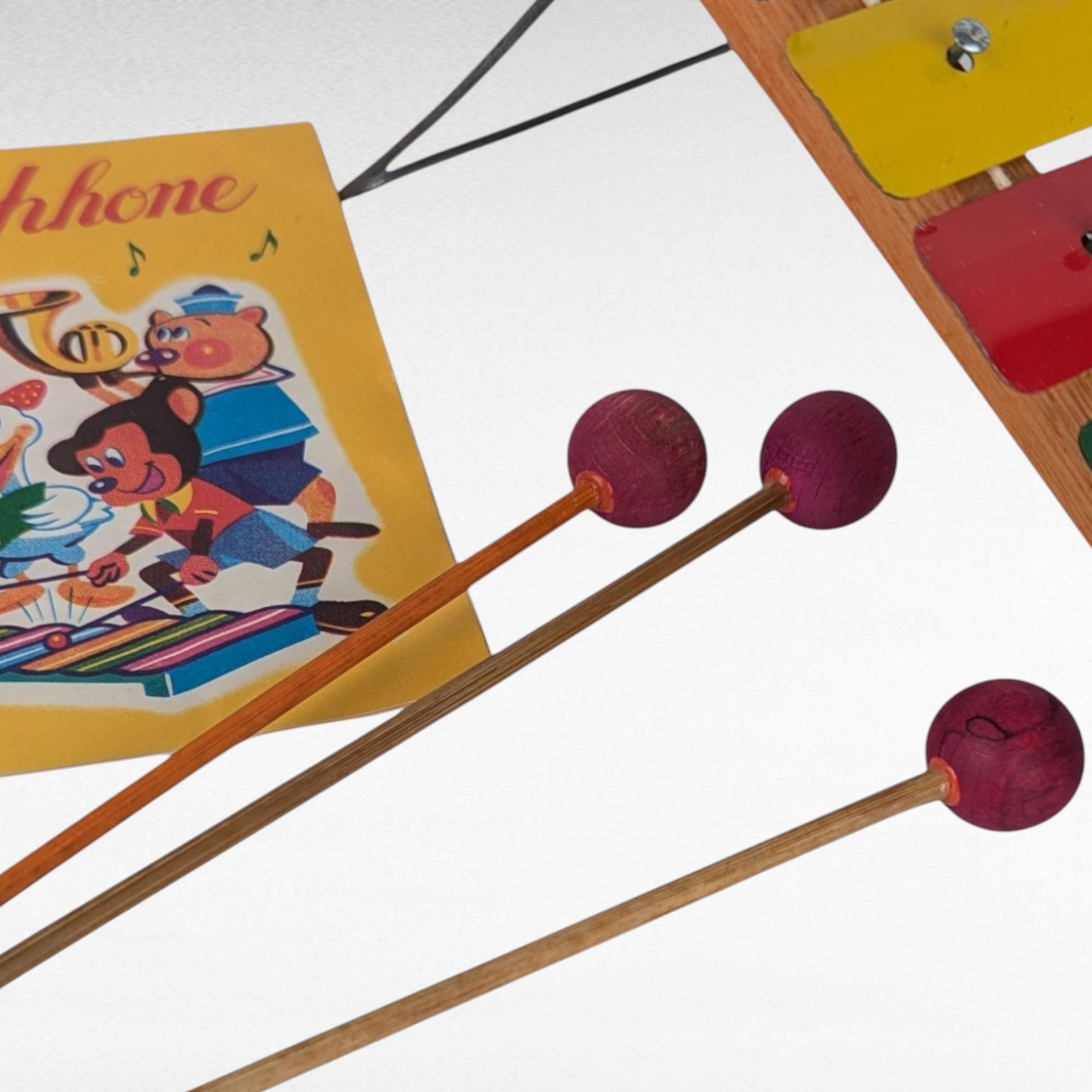 Vintage Taiyo Melody Xylophone, 8.5" Long, 3 Drumsticks, Music Sheet, Collectible Toy, Musical Instrument, Gift for Child