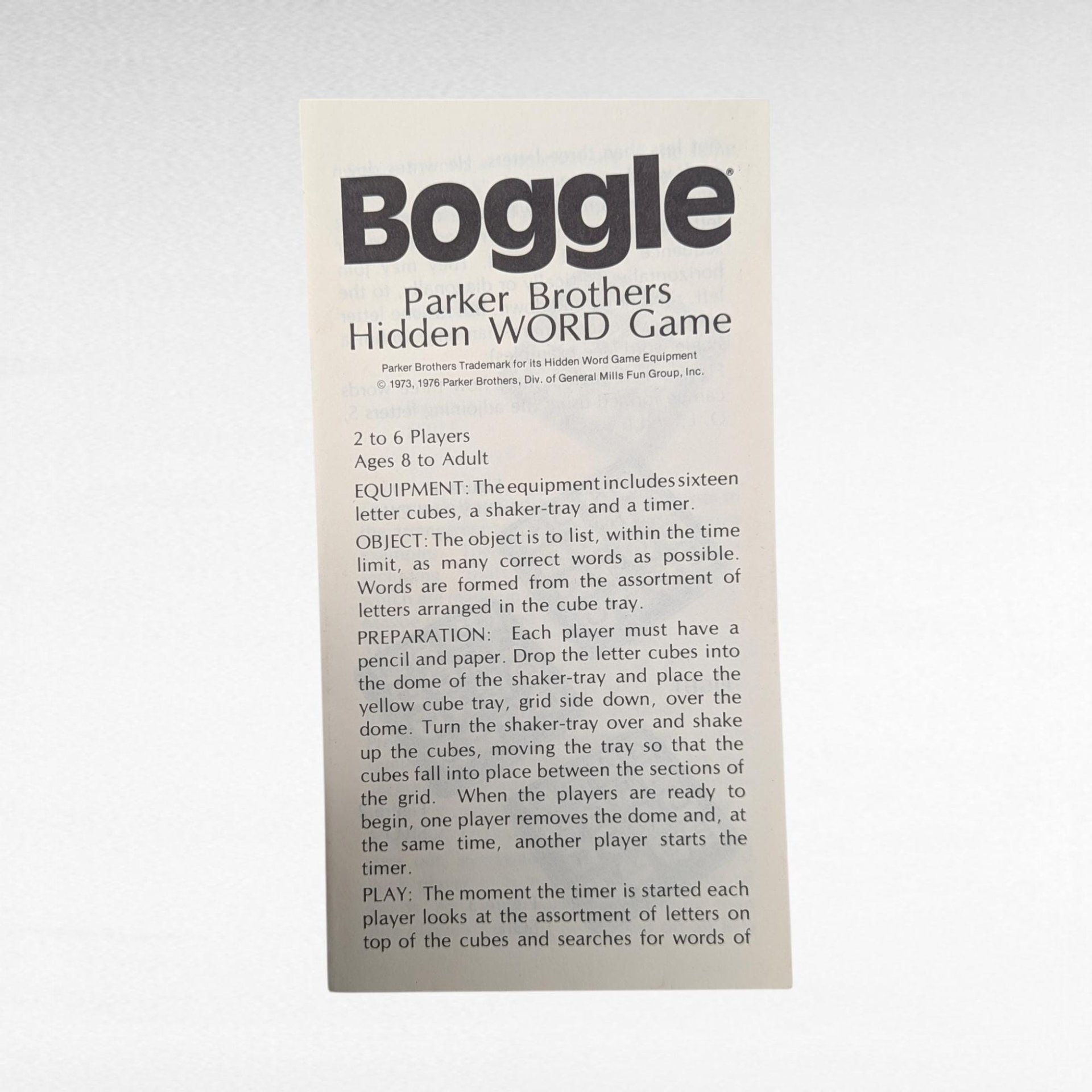 Vintage 1976 Parker Brothers Boggle Game with Bonus Travel Boggle - Classic Word Game - Family Game Night - Missing Timer