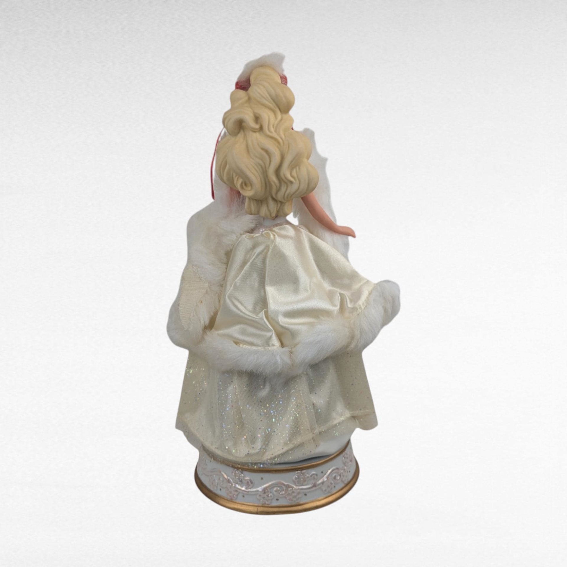 1989 Enesco Happy Holidays Barbie Music Box | Plays "Silver Bells" | Ceramic Barbie Figurine | Vintage Christmas Decor