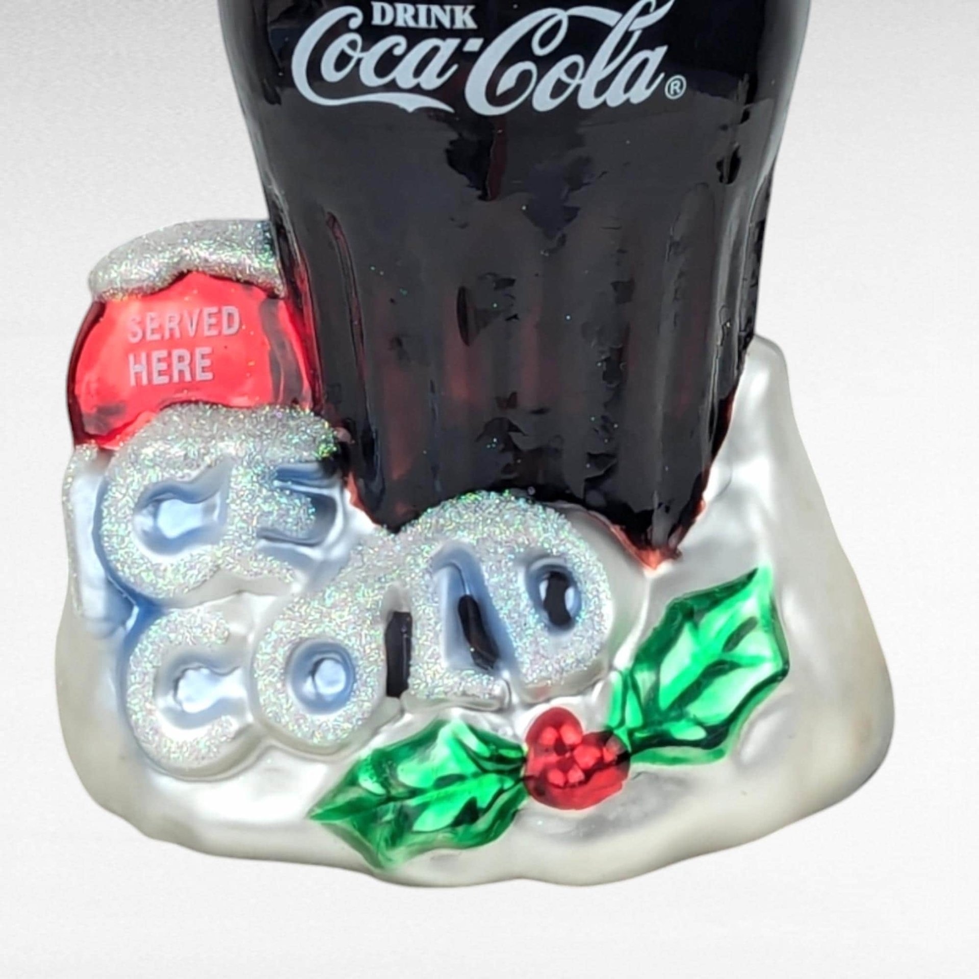 Vintage Coca-Cola "Served Here" Blown Glass Ornament | Christmas Ornament | Coke Collectible | Soda Fountain Decor
