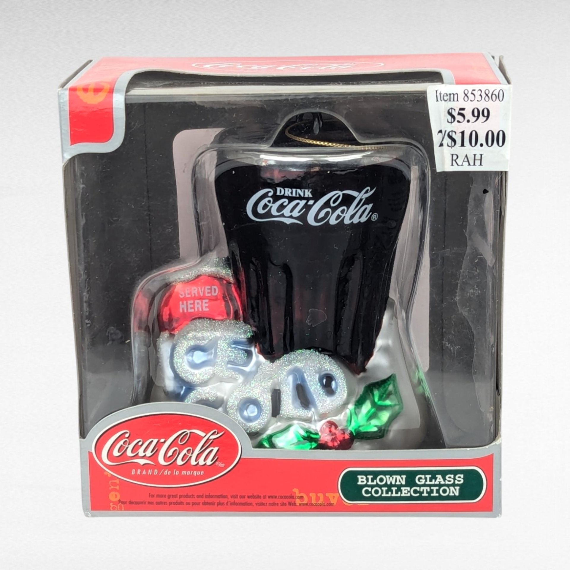 Vintage Coca-Cola "Served Here" Blown Glass Ornament | Christmas Ornament | Coke Collectible | Soda Fountain Decor