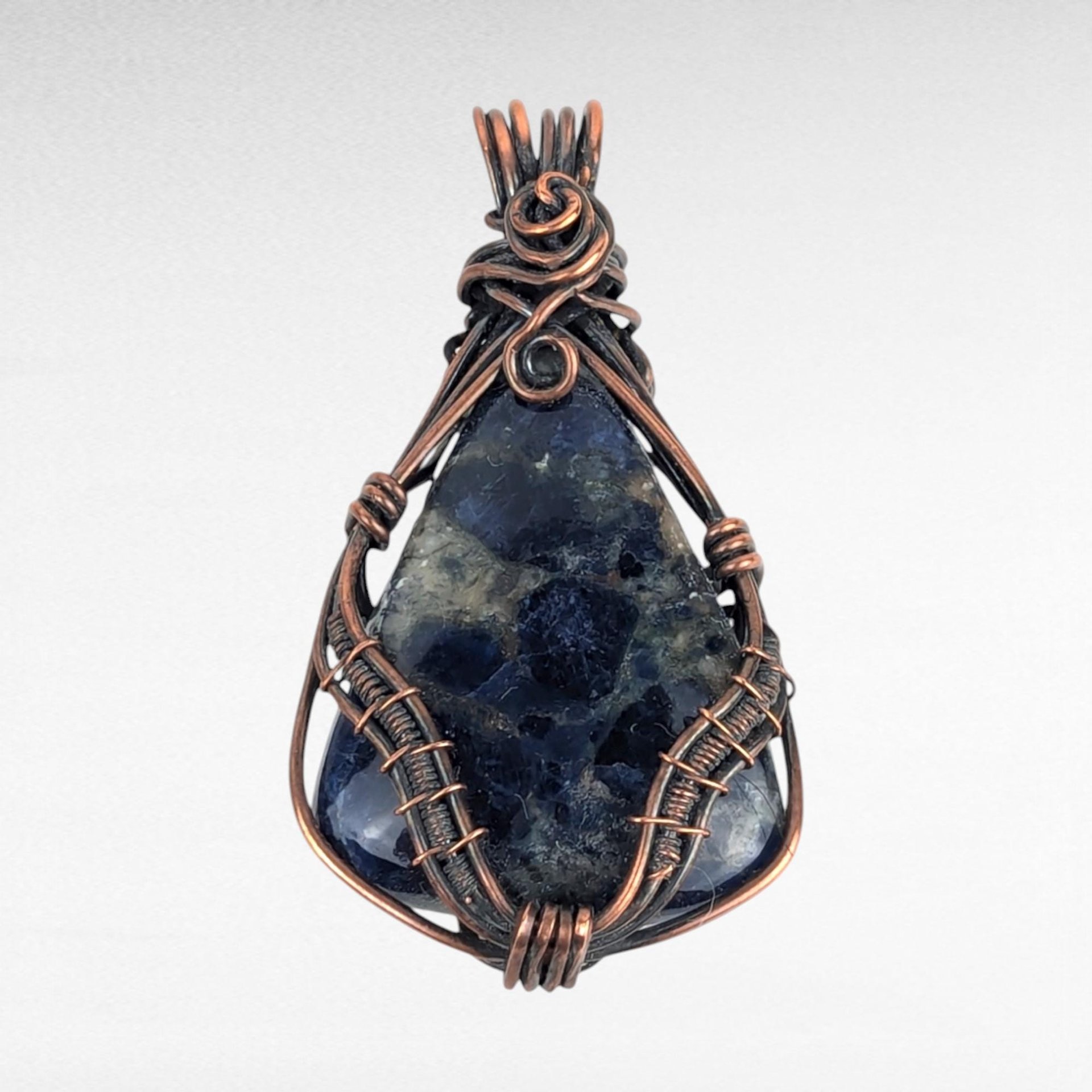 Handmade Copper Wire Wrapped Sodalite Pendant