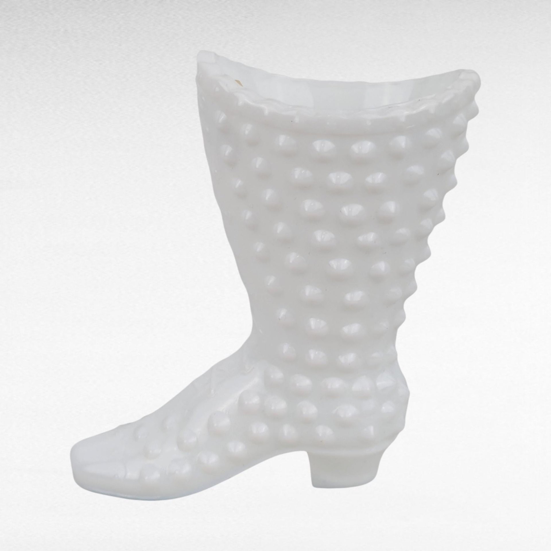 Vintage Fenton Hobnail Milk Glass Boot - Small Planter - Trinket Dish - Collectible Glassware - Victorian Style Decor