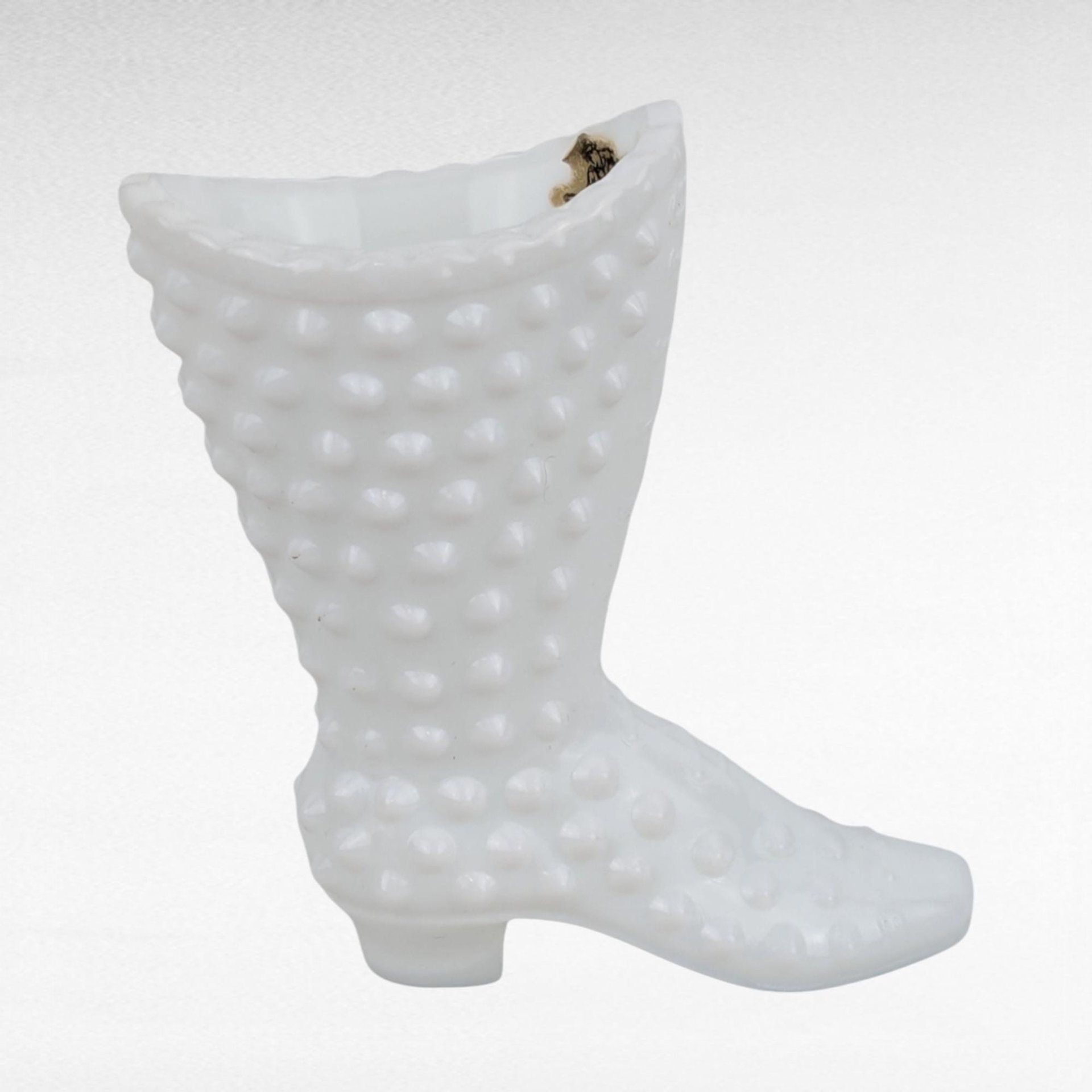 Vintage Fenton Hobnail Milk Glass Boot - Small Planter - Trinket Dish - Collectible Glassware - Victorian Style Decor