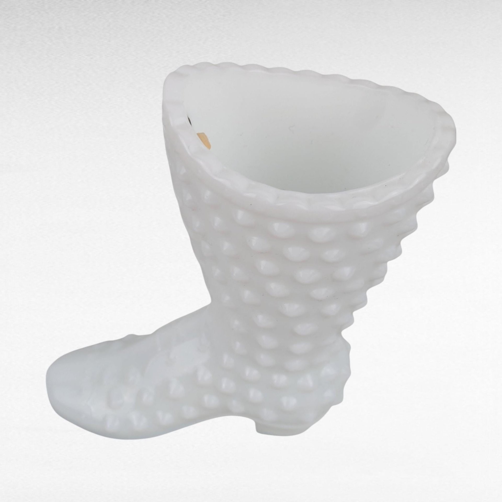 Vintage Fenton Hobnail Milk Glass Boot - Small Planter - Trinket Dish - Collectible Glassware - Victorian Style Decor