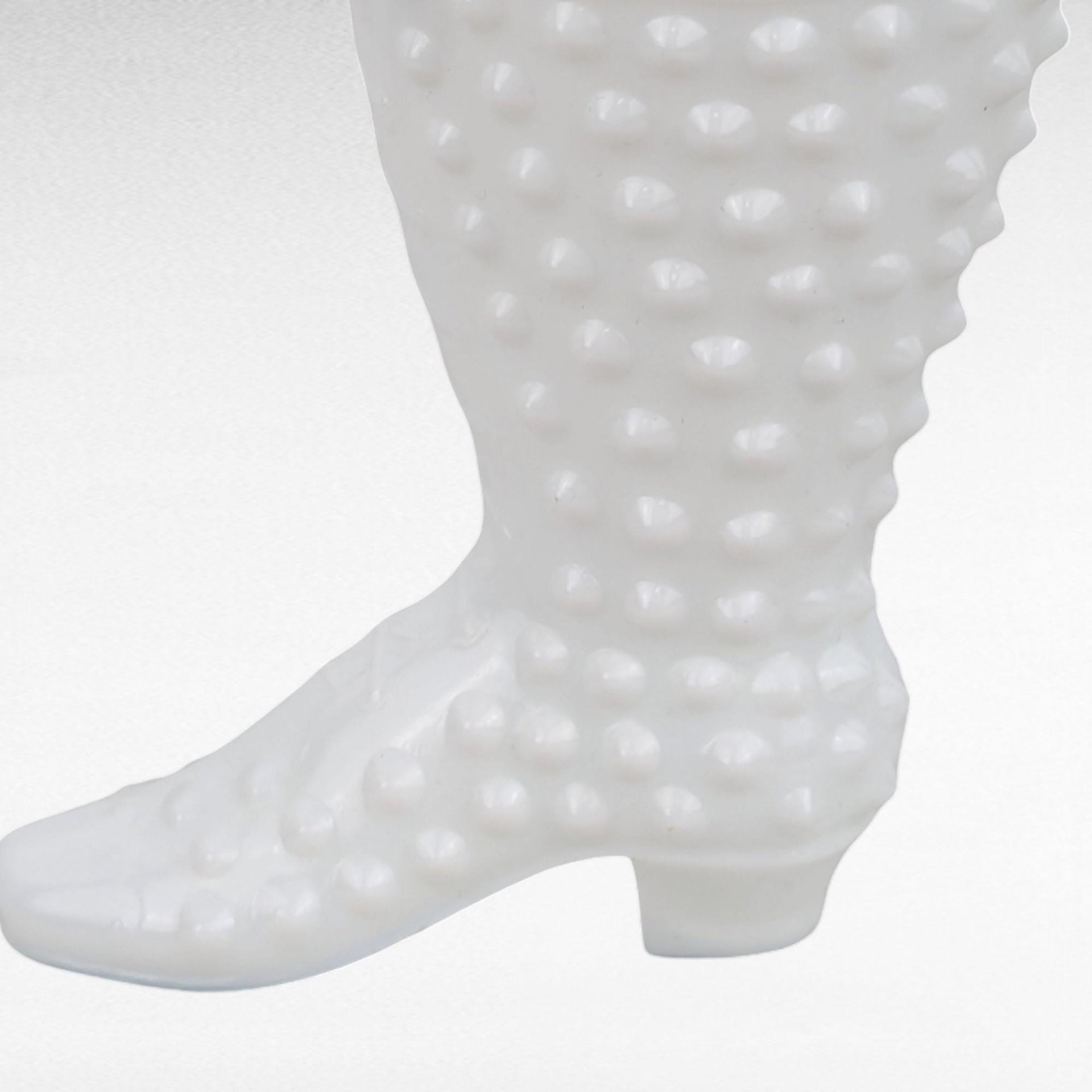 Vintage Fenton Hobnail Milk Glass Boot - Small Planter - Trinket Dish - Collectible Glassware - Victorian Style Decor