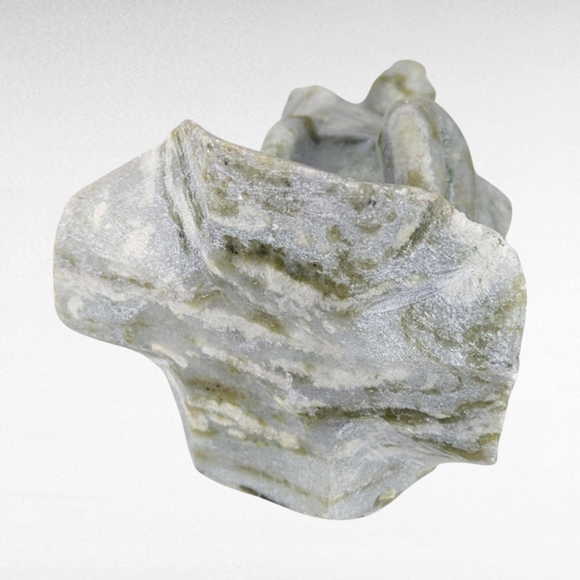 Vintage Chinese Hand-Carved Jade Frog Figurine | Green and White Jade | Collectible Stone Animal | Feng Shui Decor