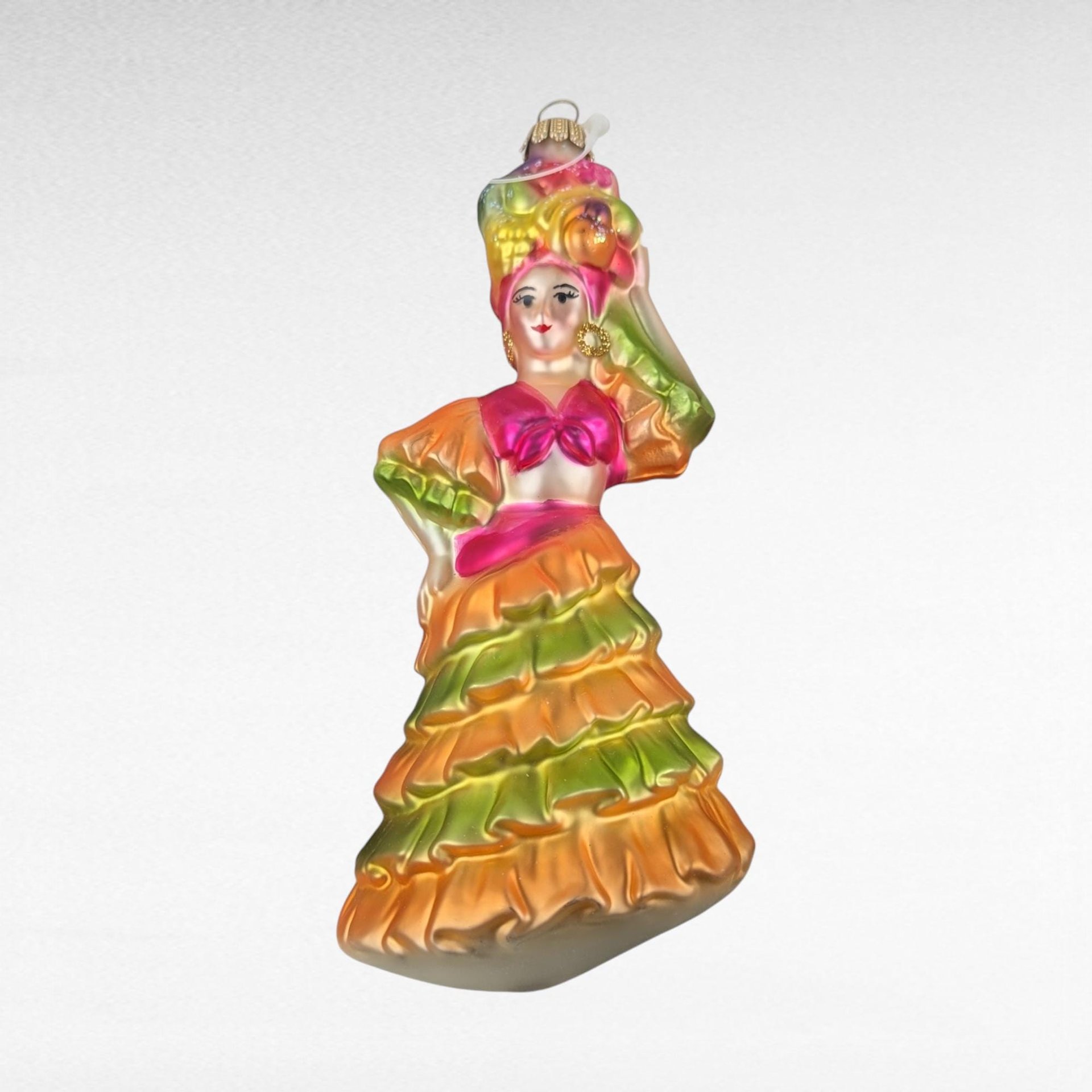 Vintage Midwest Little Dancer Glass Ornament, Flamenco Dancer, Colorful Dress, Blown Glass, Made in Germany, Christmas Ornament