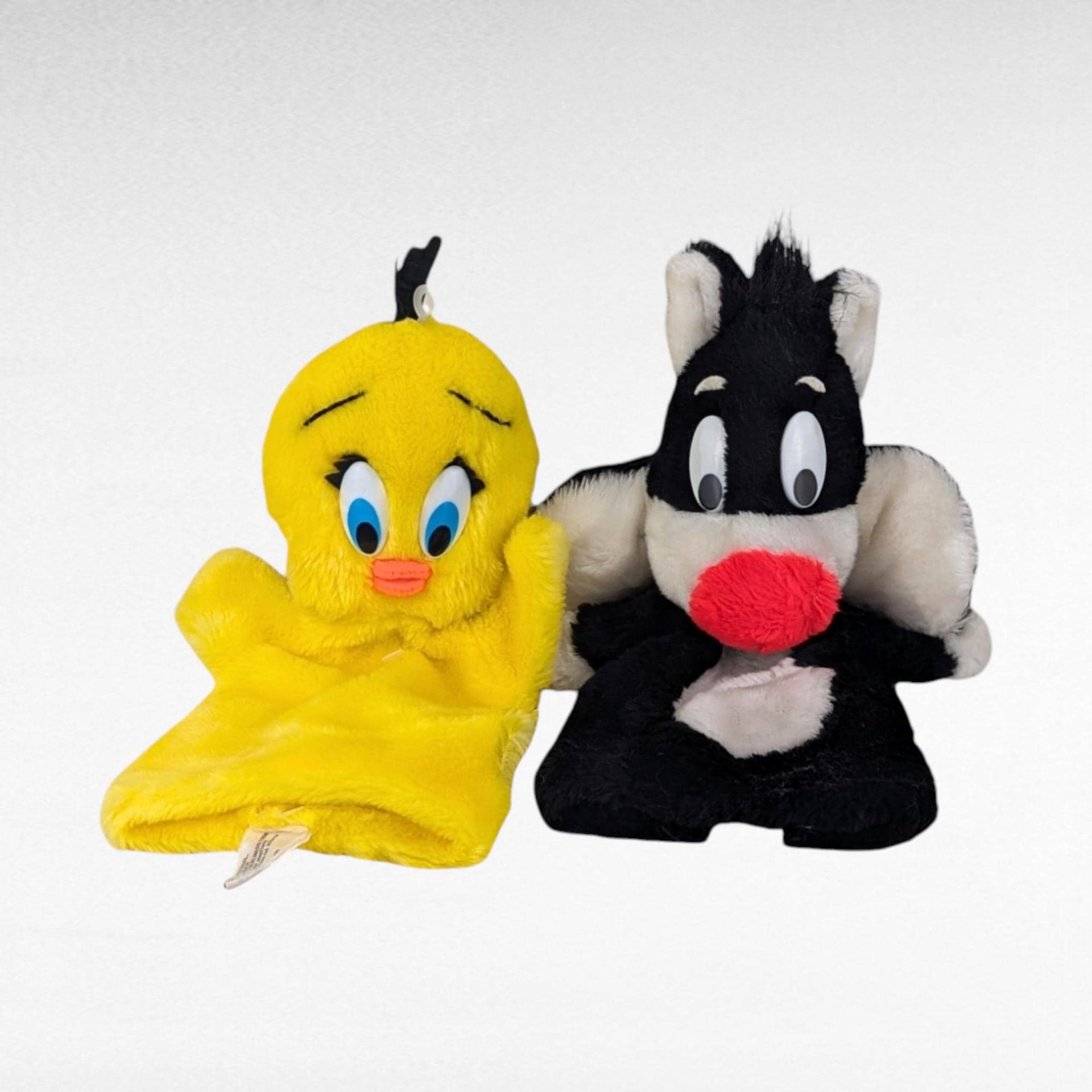 Vintage 1971 Warner Bros. Tweety and Sylvester Hand Puppets, Looney Tunes, Cartoon Puppets, Collectible Toys