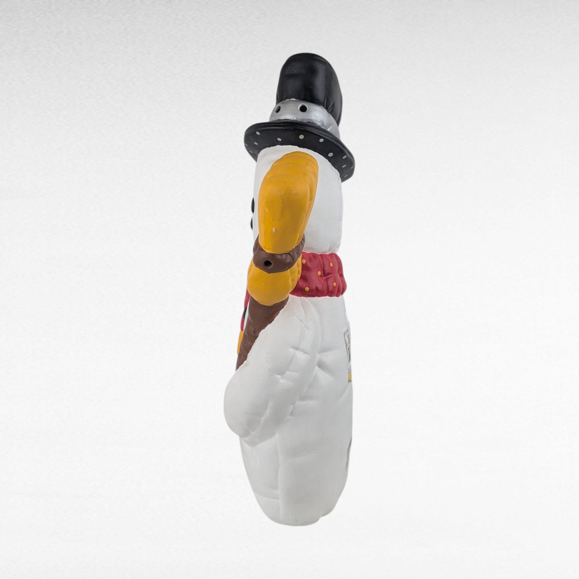 Vintage Ceramic Snowman Light Up (No Cord) Figure, Hand Painted Holiday Decor, 13.5 Inch Christmas Decoration, Gift for Snowman Collector