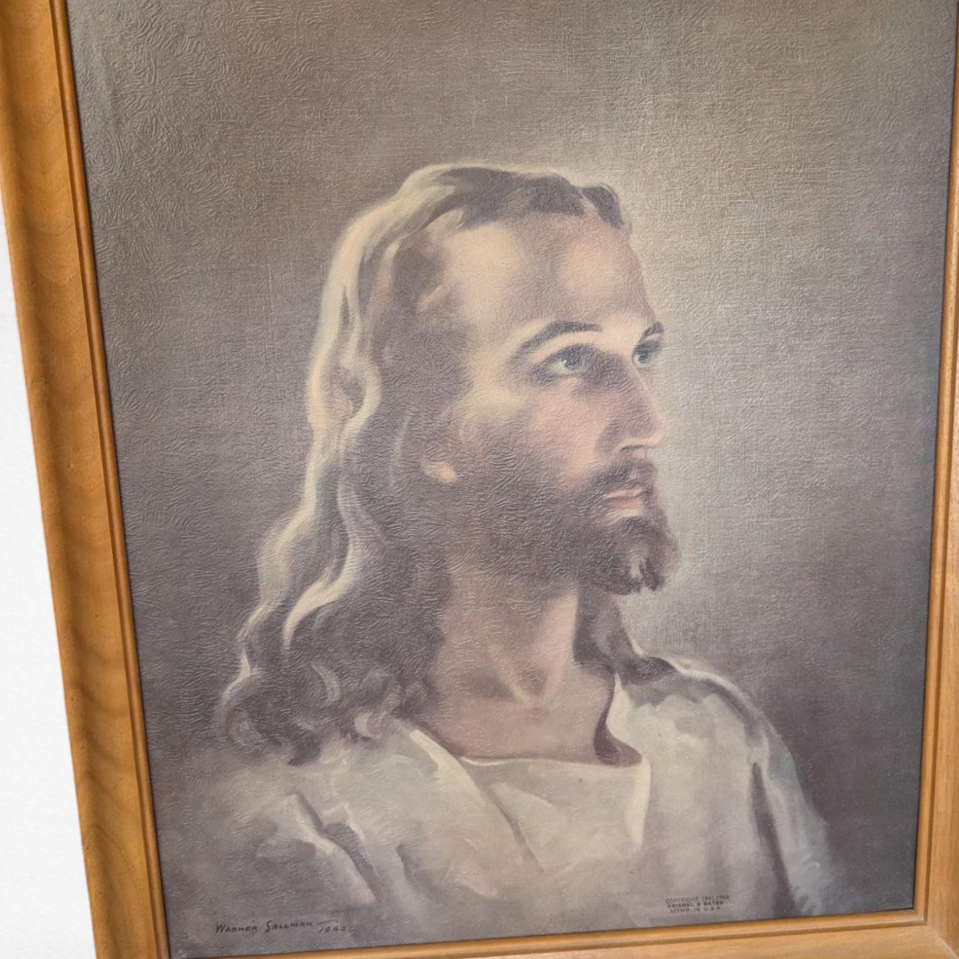 1940 Warner Sallman Head of Christ Lithograph, Framed Religious Art, Vintage Christian Decor, Gift for Church, Inspirational Wall Art