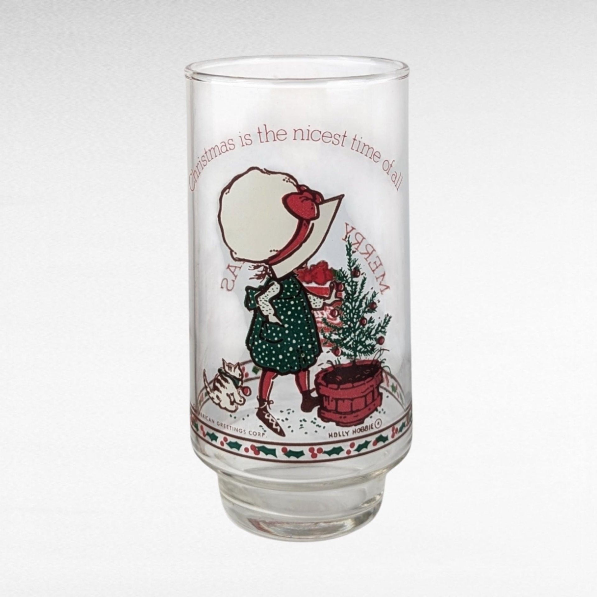 1982 Coca Cola Holly Hobbie Christmas Glasses, Vintage Set of 4 Collectible Holiday Drinkware, Gift for Nostalgia Lovers