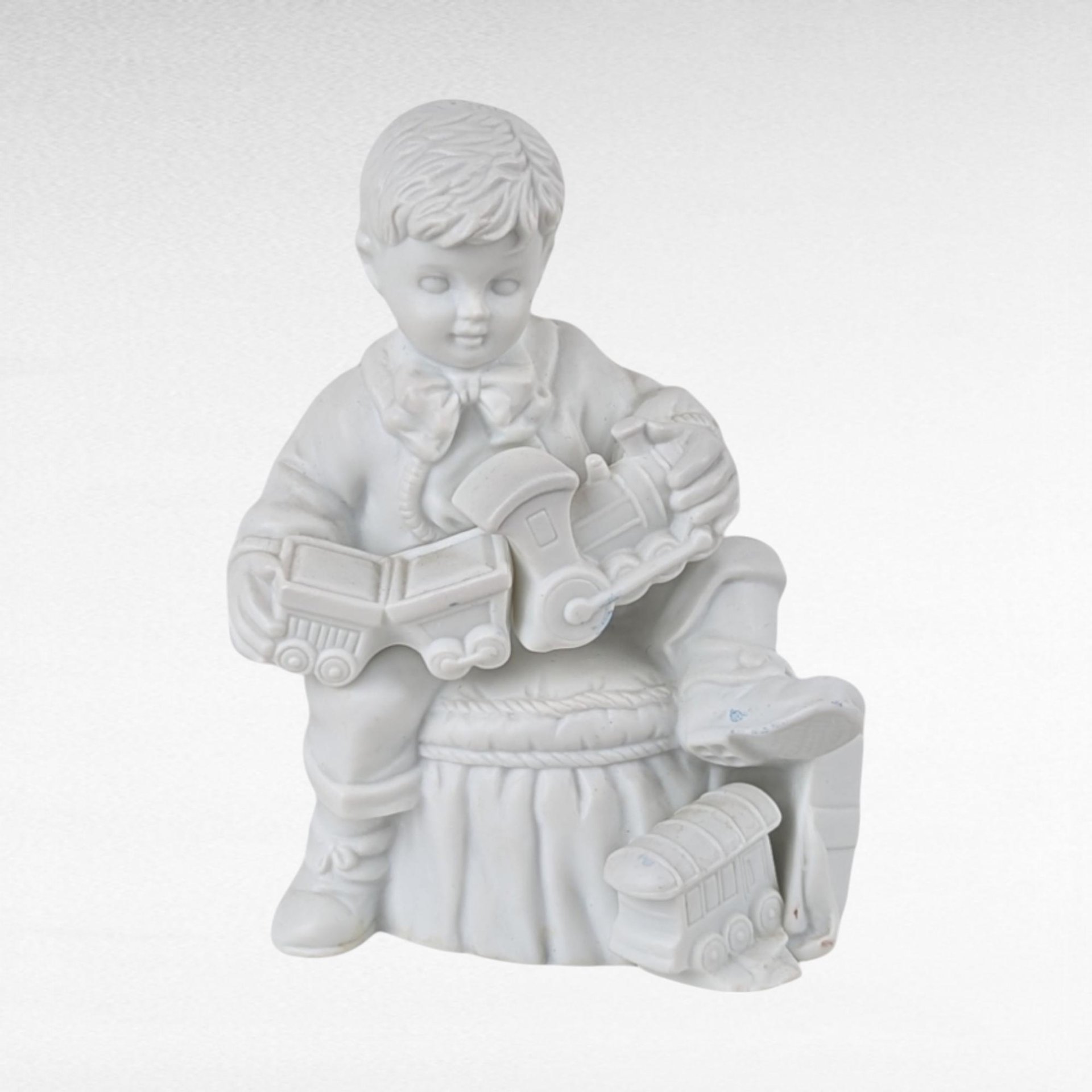 Vintage Dept 56 Christmas Presents Figurine Set, Boy with Train, Girl with Doll, Winter Silhouette, Holiday Decor, Christmas Gift