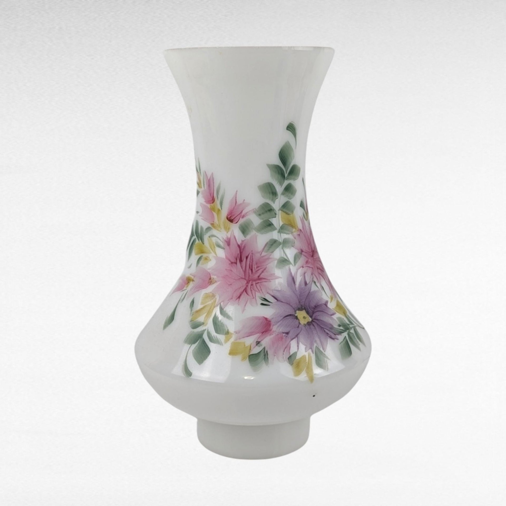 Vintage Floral Glass Lamp Shade, Hand Painted Lamp Cover, Replacement Shade,  Floral Decor,  Home Decor,  Vintage Lighting,  Glass Shade