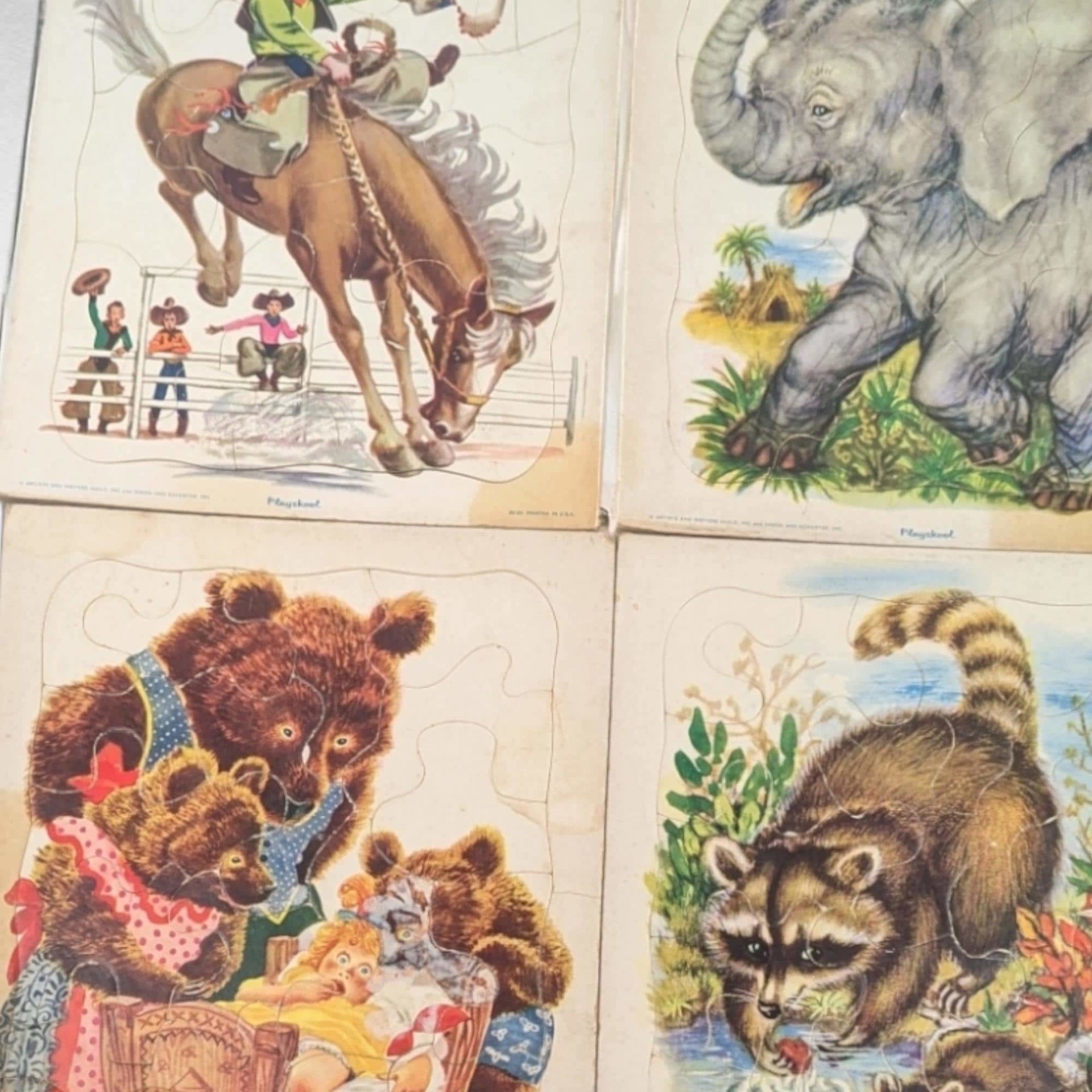 Vintage Playskool Tray Puzzles, Kids Puzzles, Animal Puzzles, Educational Toys, Children's Gifts, Collectible Toys, 1970s Toys