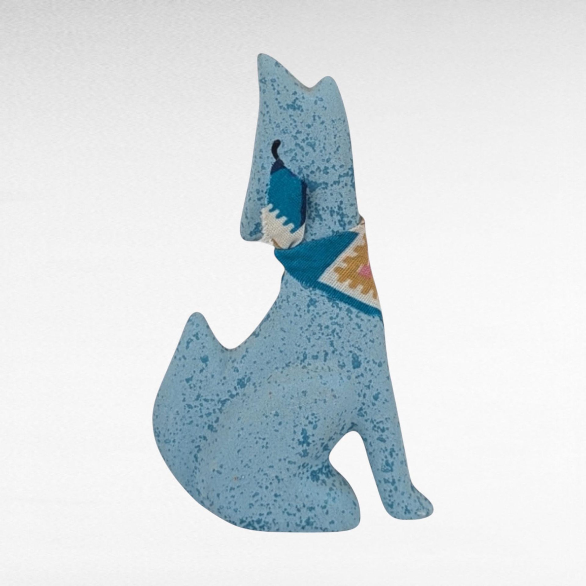 Vintage Blue & Pink Ceramic Animal Figurines, Wolf Bear Bird Roadrunner Set, Native Inspired Decor, Southwestern Style, Gift for Collector