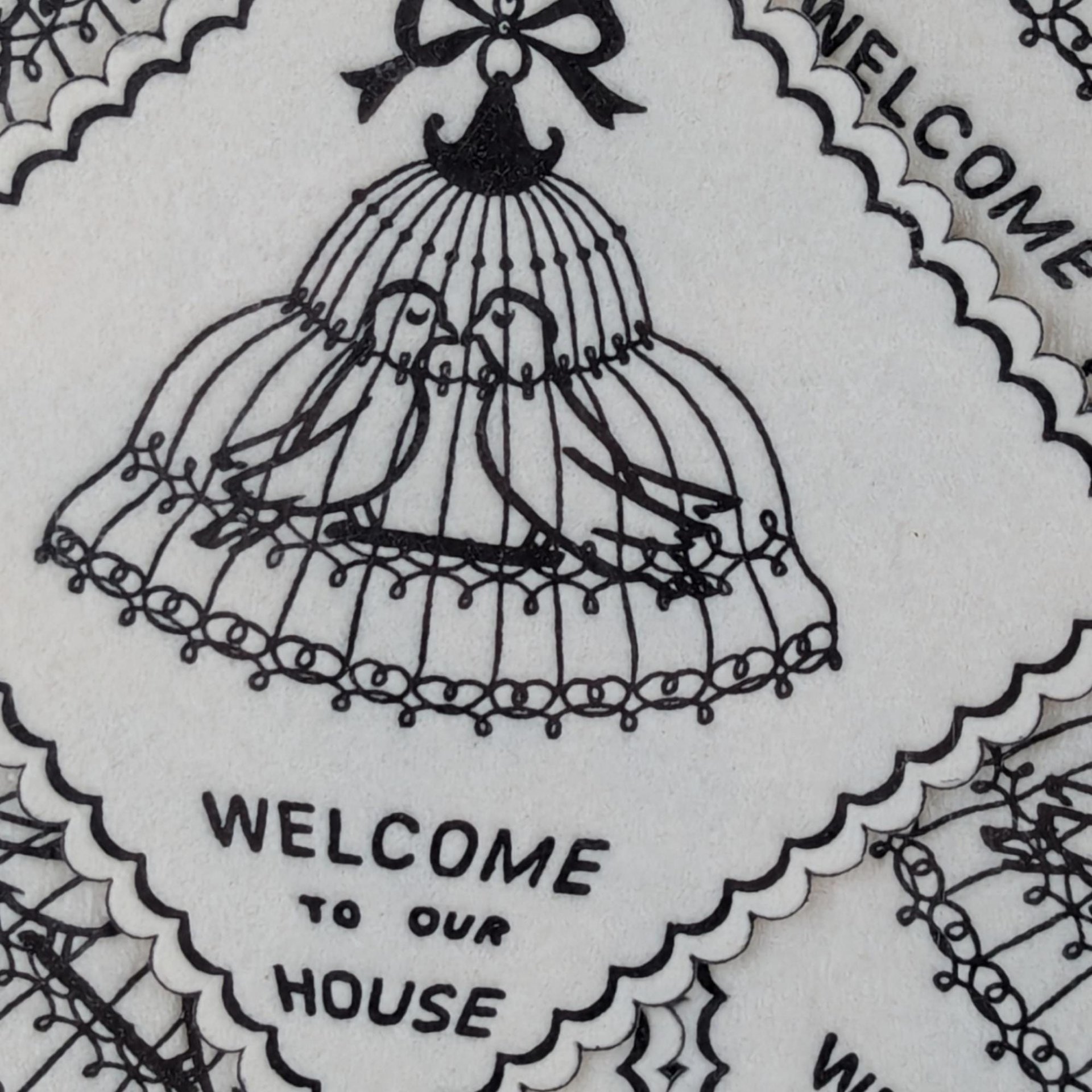 Vintage Monogram Coasters, Paper Saucermats, "Welcome to Our Home" Set, Party Supplies, Housewarming Gift
