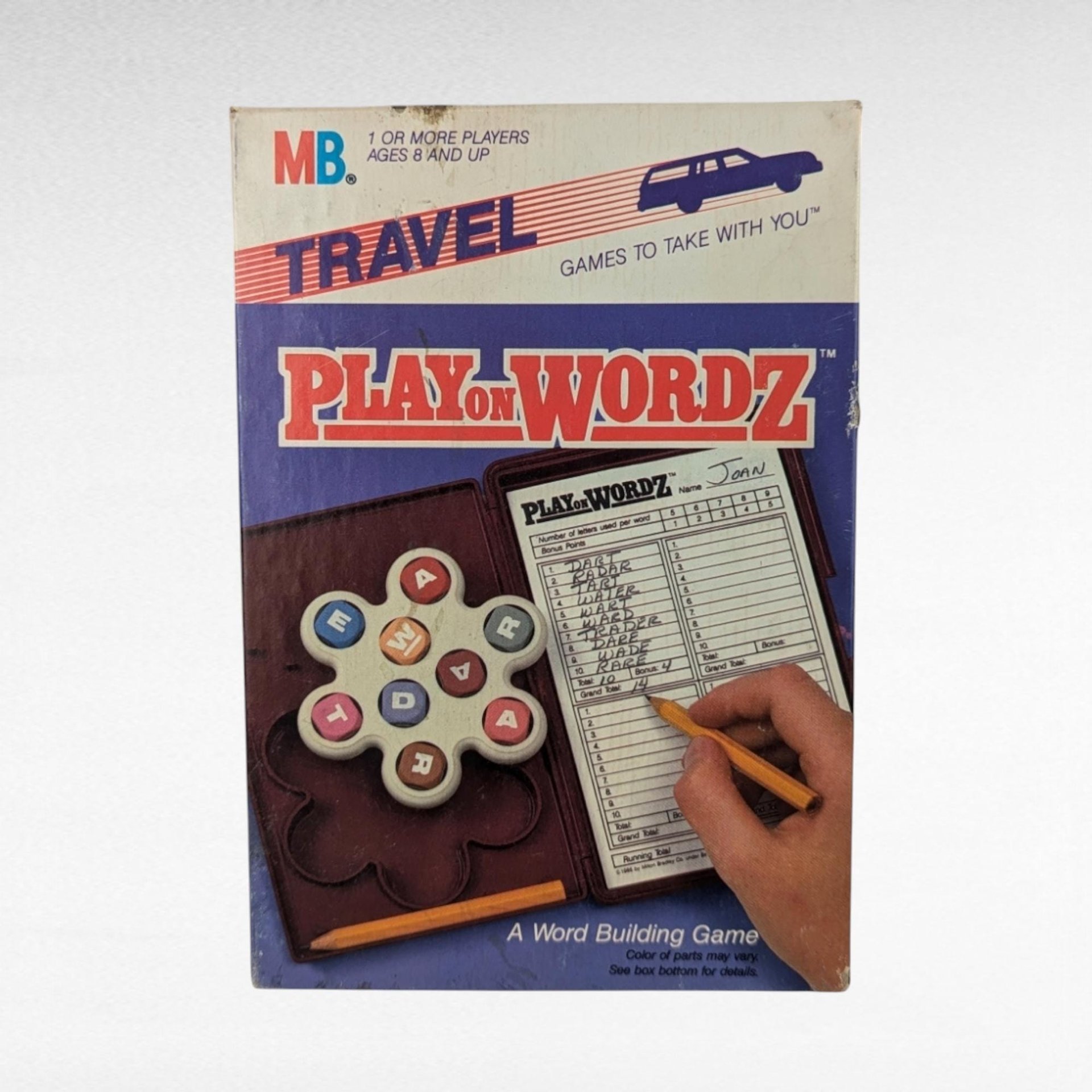 1986 Milton Bradley Travel Play on Wordz Game, Vintage Word Building Game, Family Fun, Road Trip Entertainment, Gift for Game Collectors