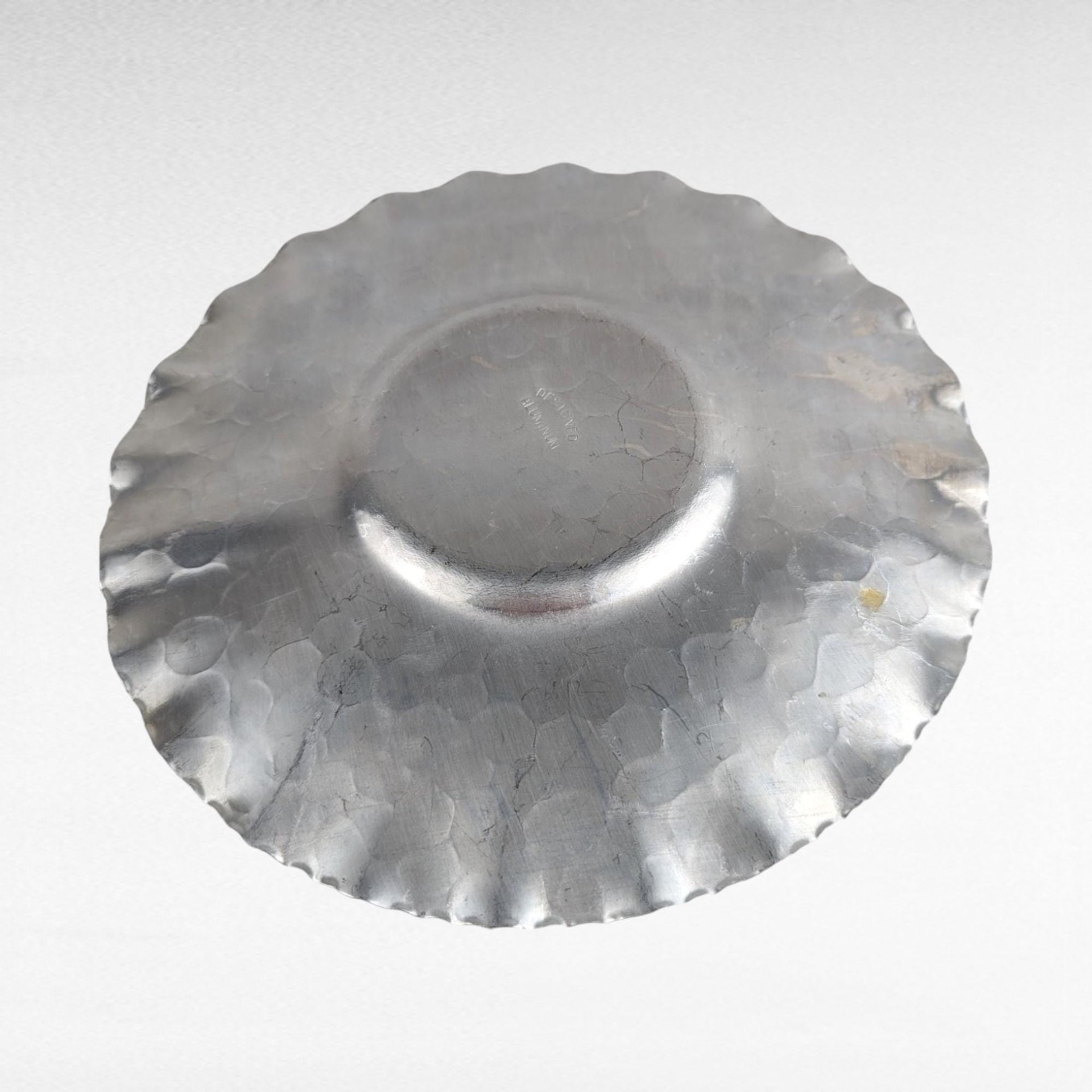Vintage Aluminum Serving Tray & Plate Set, Hand Wrought Floral Design, Collectible Aluminumware, Gift for Vintage Lovers