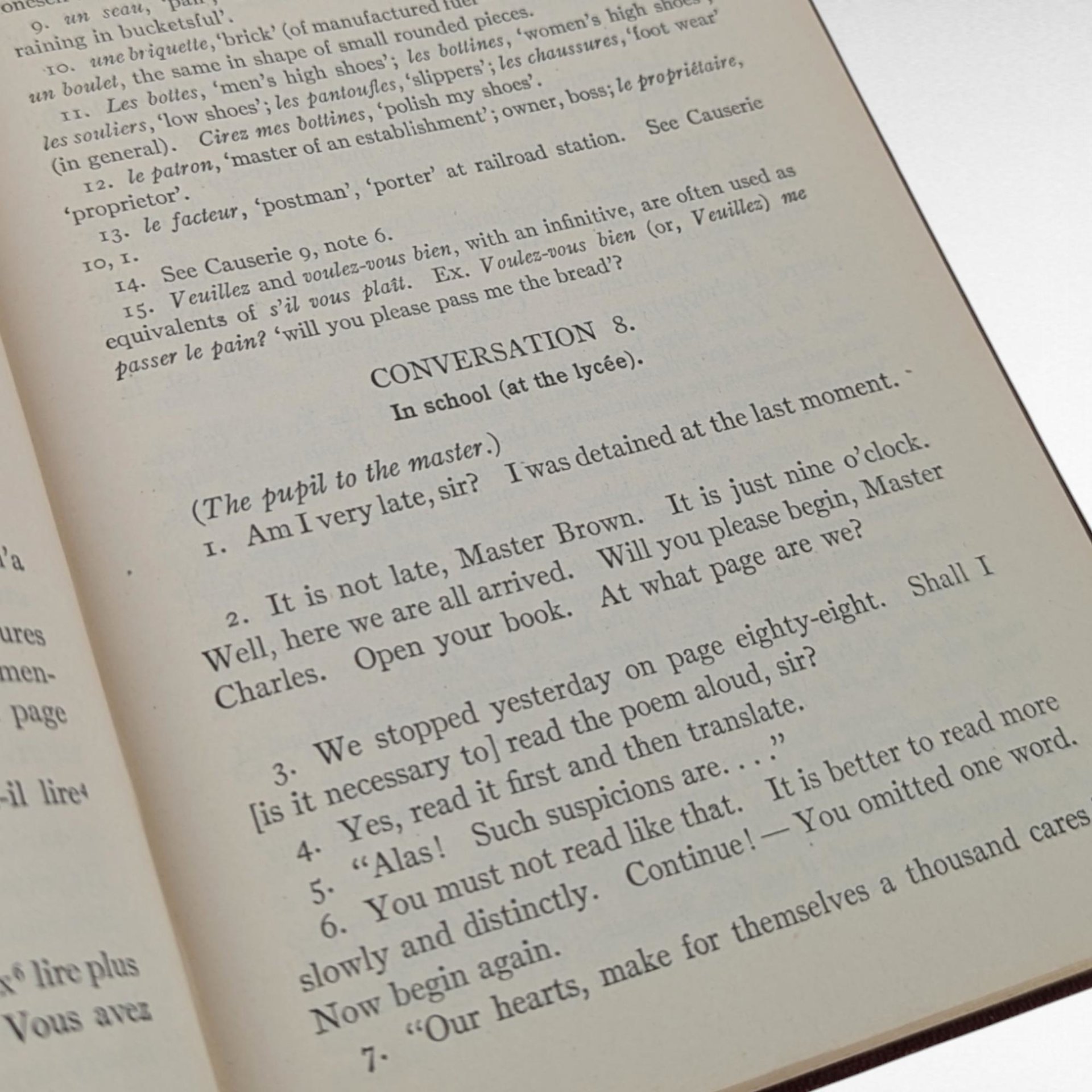 1918 Causeries en France French Conversation Book, Military Conversations, Antique Language Study, Gift for Linguist,Military History Buff