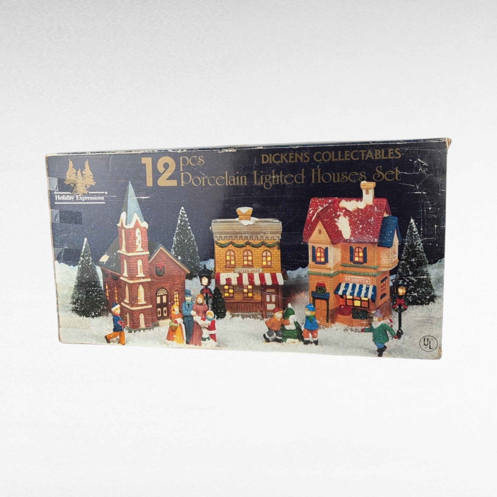 Vintage Dickens Collectibles Porcelain Lighted Houses Set, Christmas Village Display, Holiday Decor, Christmas Decoration