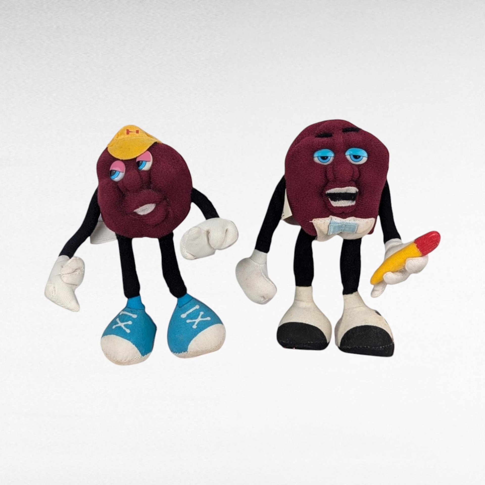Vintage 1988 Applause California Raisins Bendable Figures, 1980s Collectible Toys, Retro Novelty Gift, Nostalgic 80s Memorabilia, Hardees