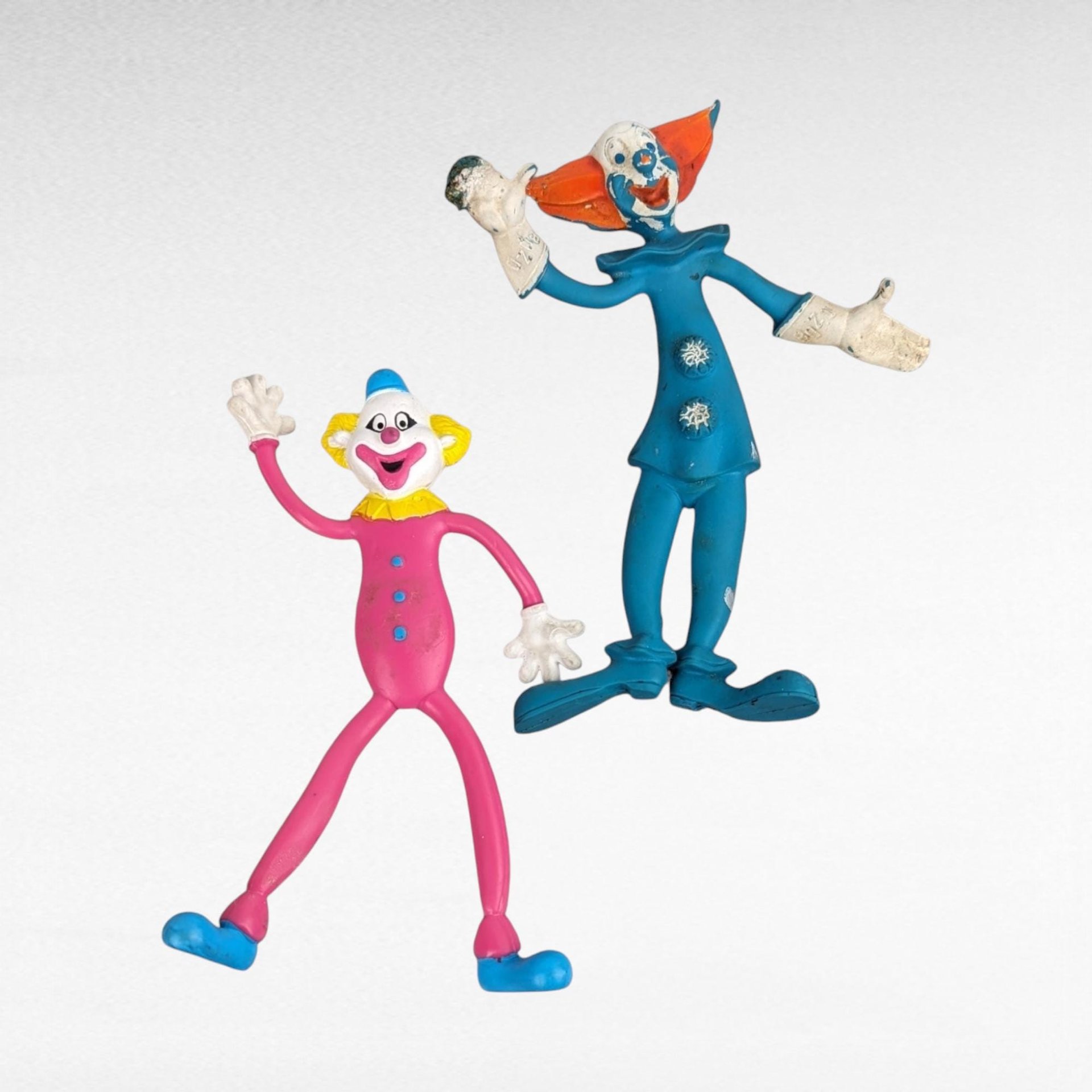 Vintage Clown Collection, Ceramic, Plastic, Resin Clown Figurines, Ornaments, Bells, Japan Clown Vase, Bendable Clowns, Clown Tile