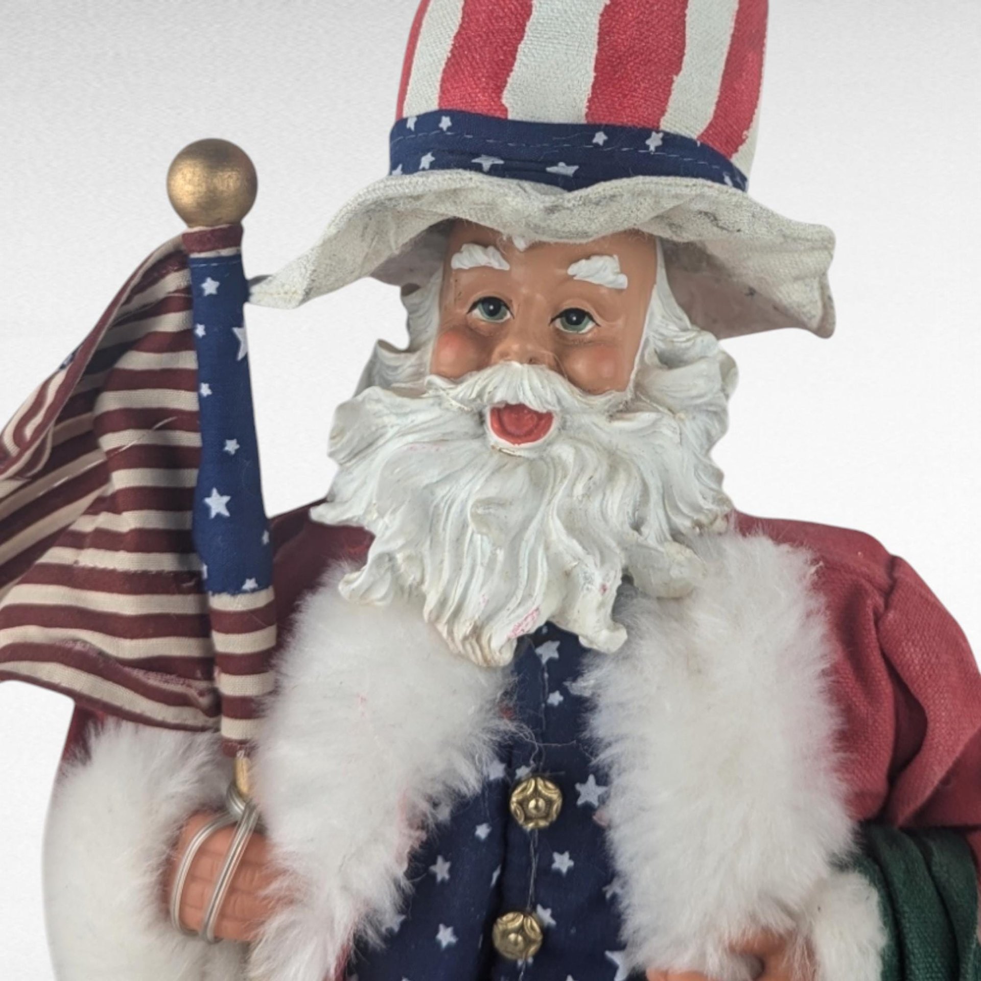 Vintage Kurt Adler Patriotic Santa Music Box, Americana Christmas Decor, Collectible Holiday Figurine, Gift for Collector