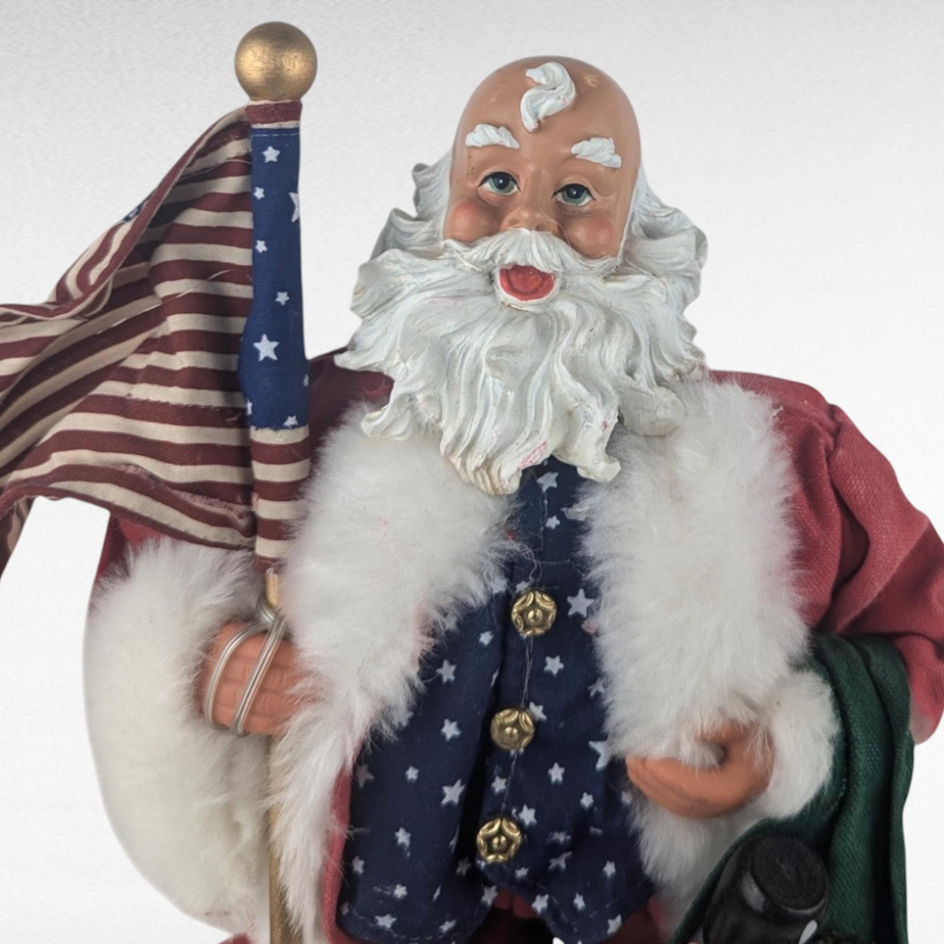 Vintage Kurt Adler Patriotic Santa Music Box, Americana Christmas Decor, Collectible Holiday Figurine, Gift for Collector