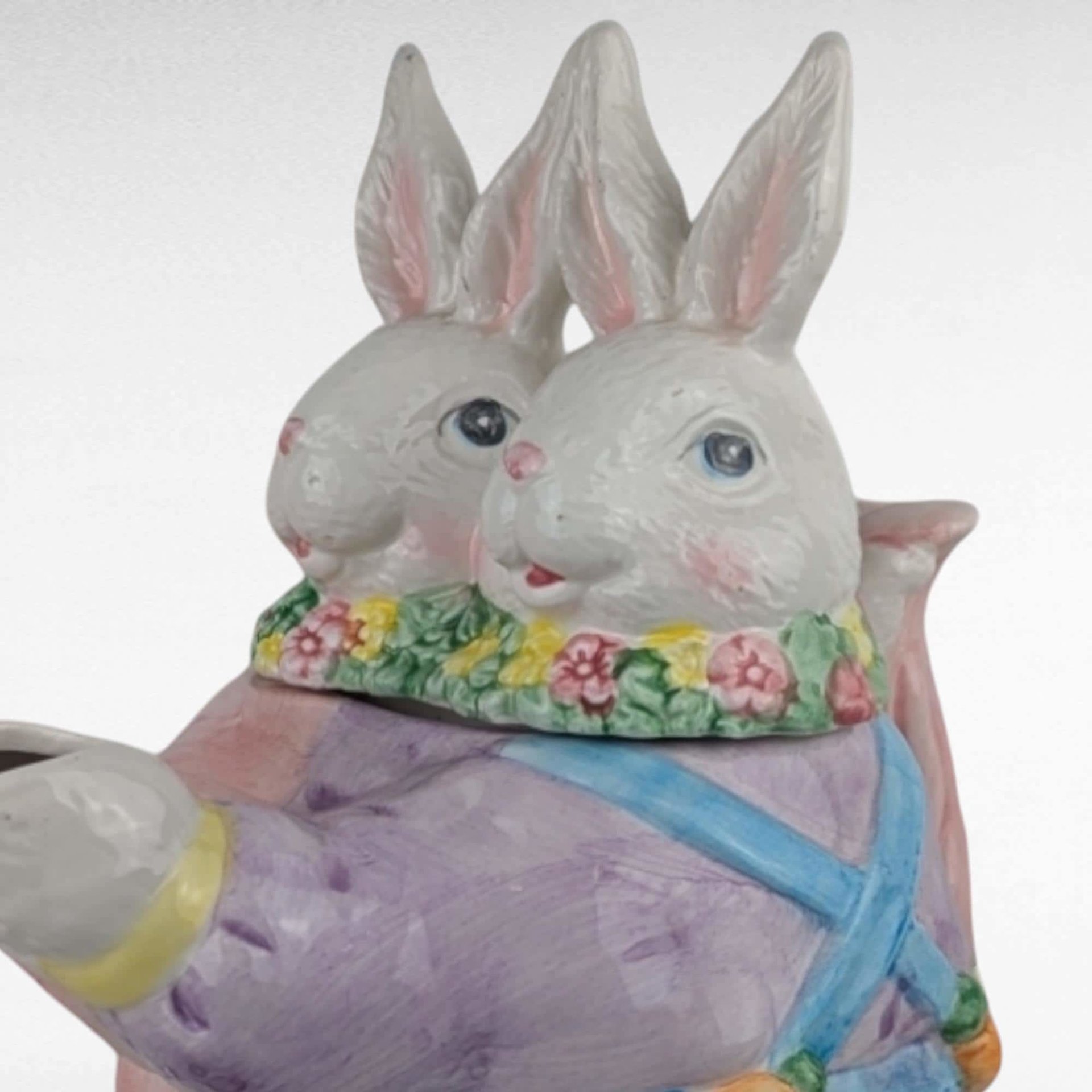 Vintage Dancing Rabbit Teapot, 9" Ceramic Bunny Teapot, Whimsical Kitchen Decor, Spring Easter Gift, Collectible Teapot