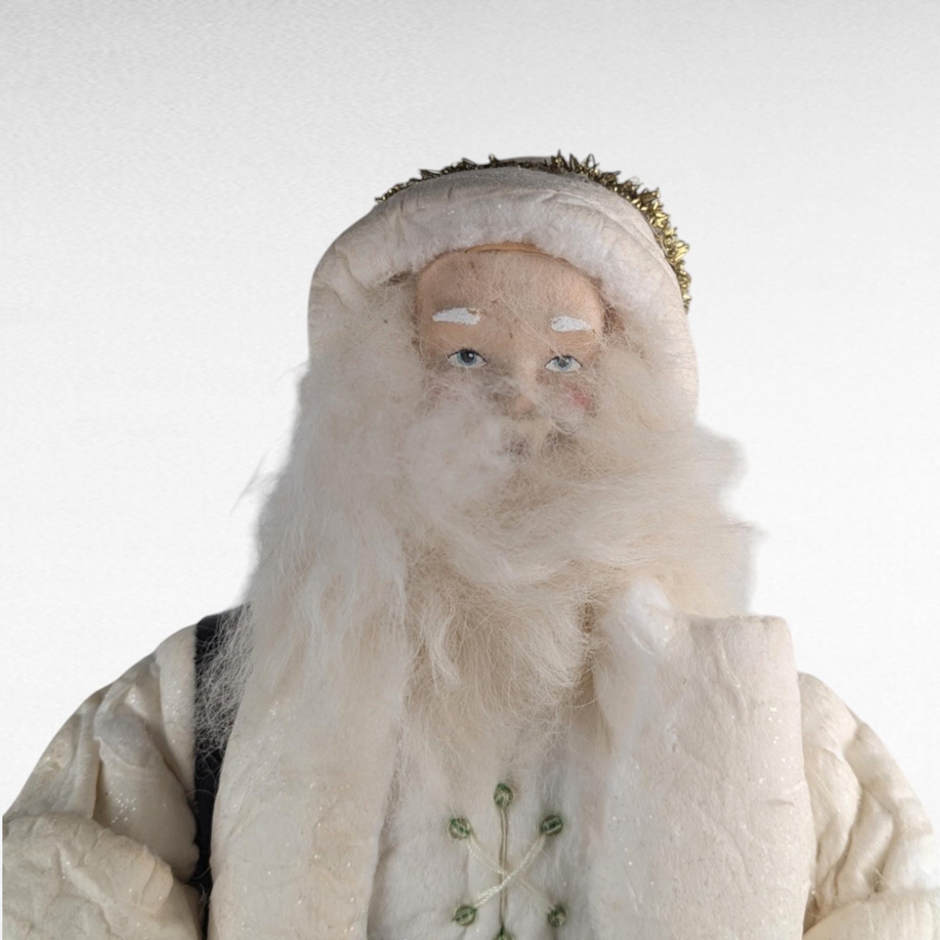 Vintage White Santa with Lambs Figure, 16.5" Cream Santa Claus Figurine, Holiday Decor, Christmas Gift, Mantel Display, Vintage Christmas