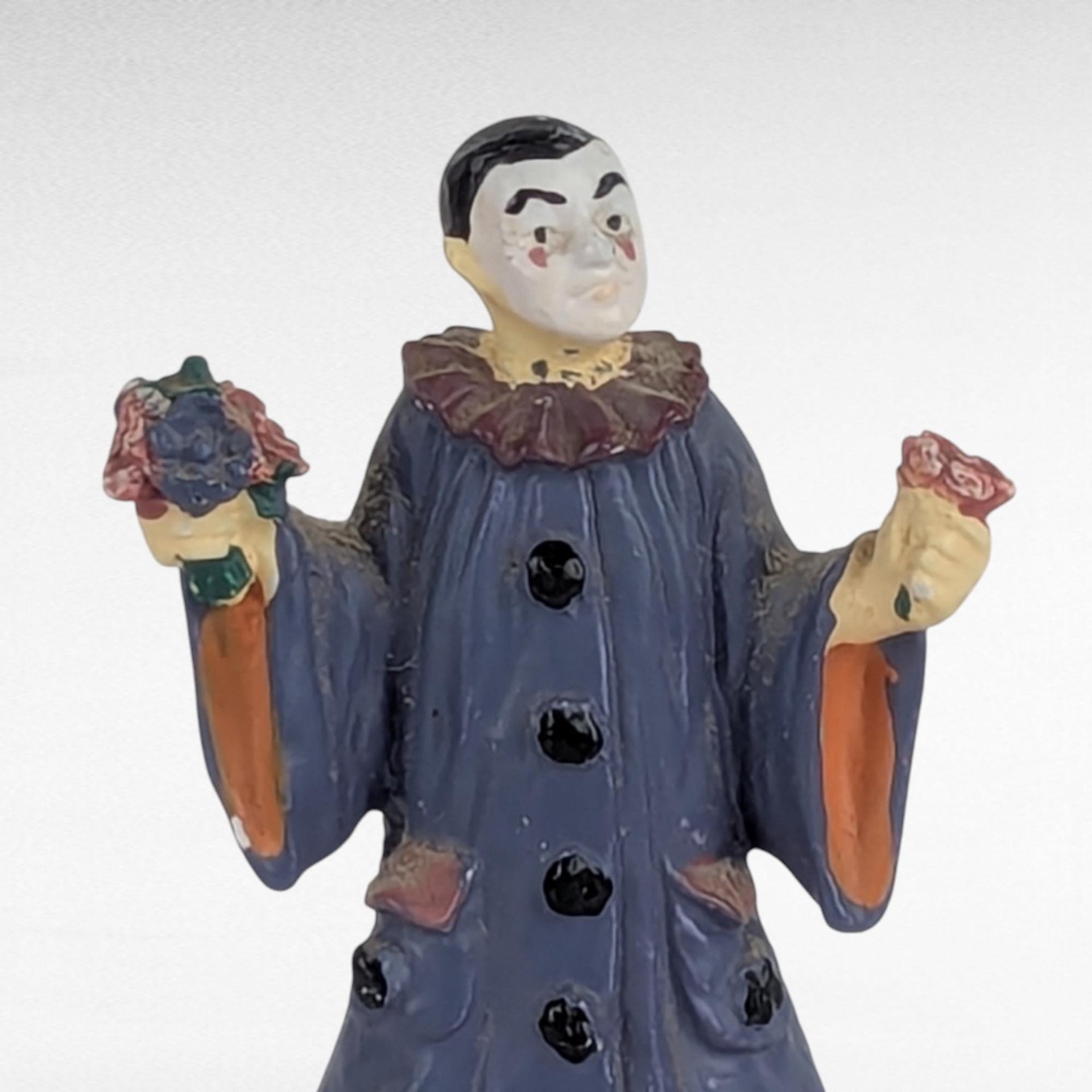 Vintage Metal Pierrot Clown Figurine, Small Heavy Figurine, Circus Decor, Gift for Clown Collector