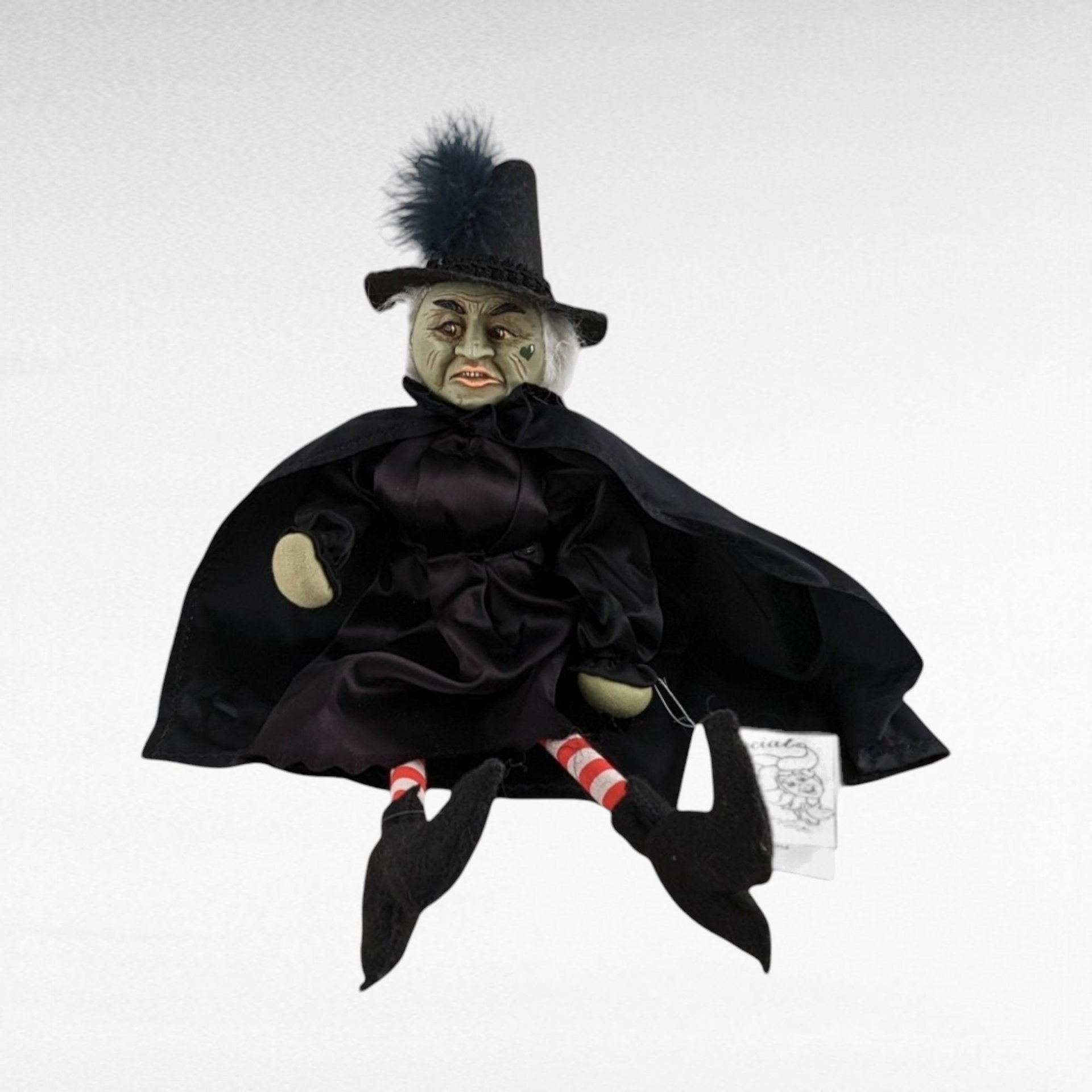 Vintage Halloween Witch Doll Pair - Rope Hair Witch, Judy Hunter Jester Witch - Spooky Decor, Collectible Dolls, Halloween Gift