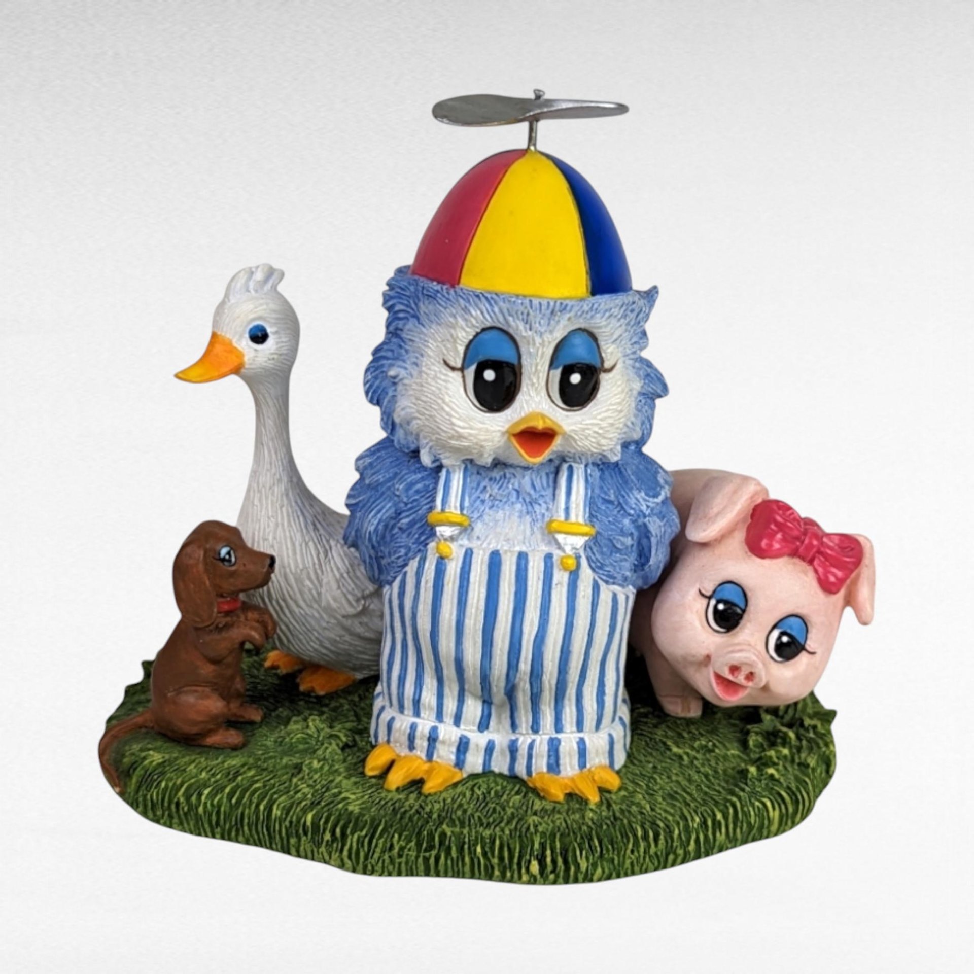 Vintage Assorted Figurines, Handmade Clay Figures, Animal Figurines, Brinn's Skunks, Sonshine Promises Owl, Turtle Figurine