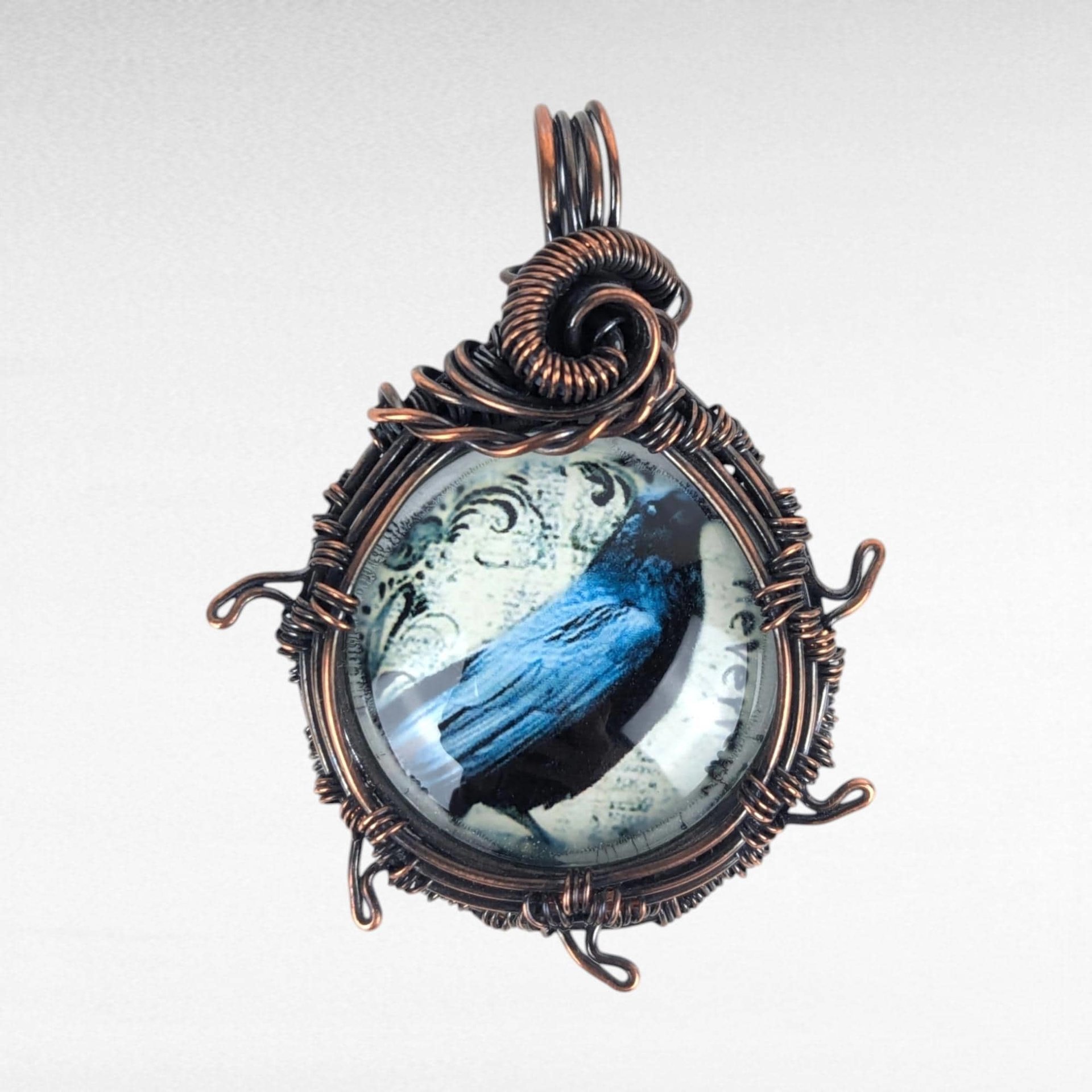 Raven Pendant | Handcrafted Copper Wire Wrapped | Mystical Jewelry | Symbolism Gift