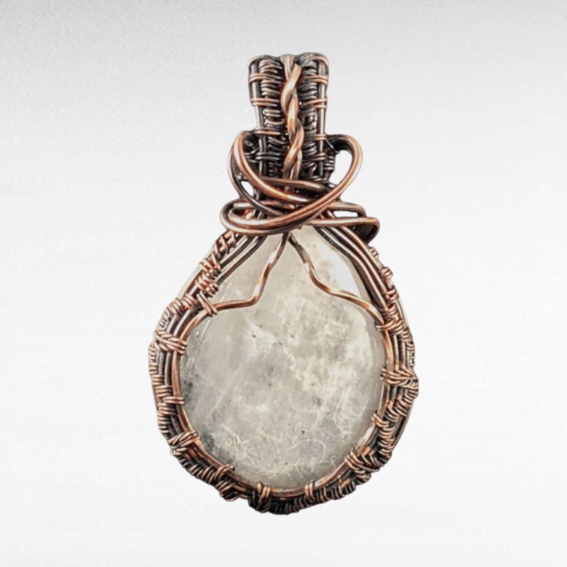 Handcrafted Copper Wire Wrapped Moonstone Pendant | Unique Boho Jewelry | Ethereal Charm