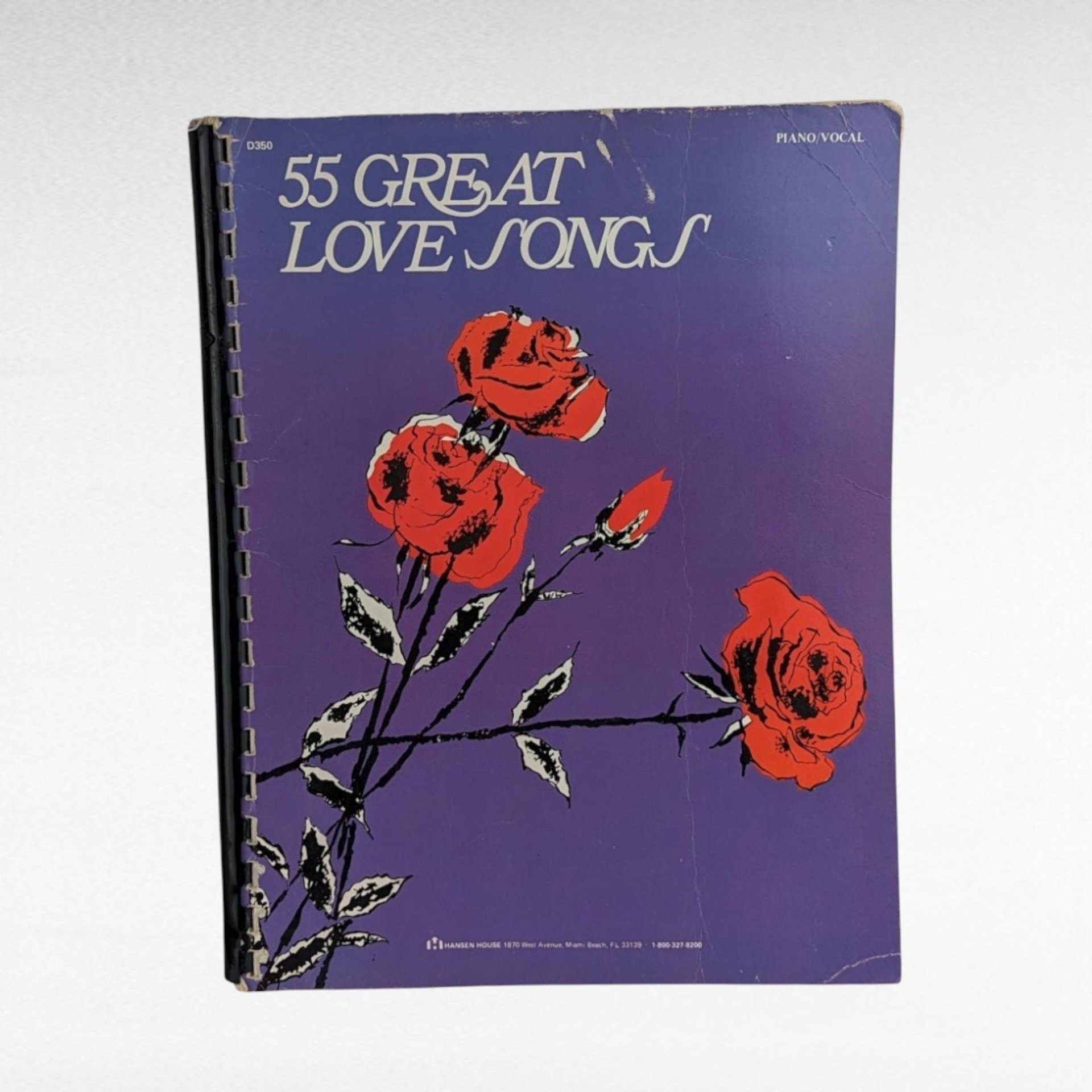 Vintage 55 Great Love Songs Sheet Music Book, Softcover, Spiral Bound, Classic Romantic Music, Gift for Pianist, Musician, Valentine's Day