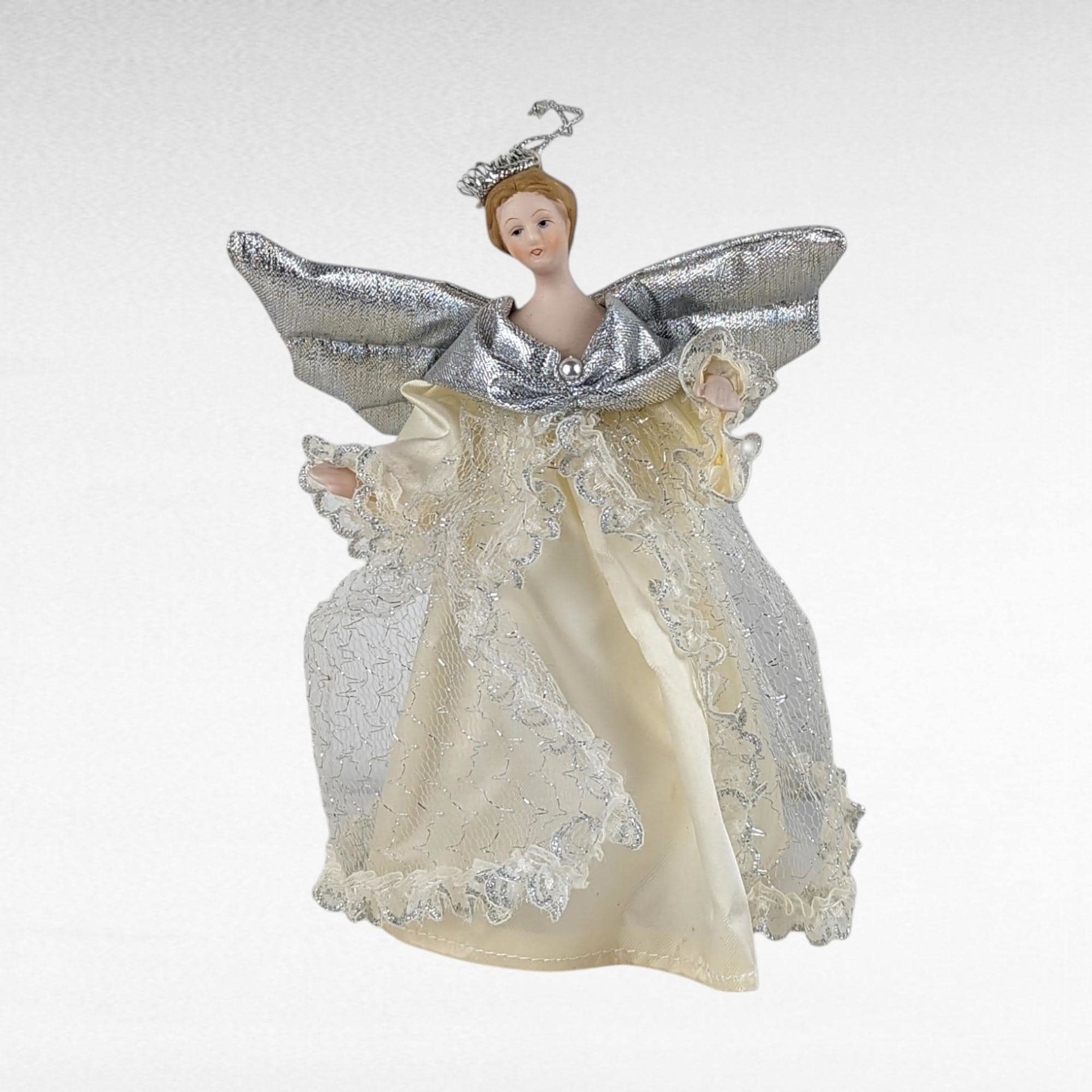 Vintage Angel Christmas Ornament Lot, Lace Angel Toppers, Enesco 2000 Angel, Shell Ornament, Holiday Decor, Angel Collector Gift