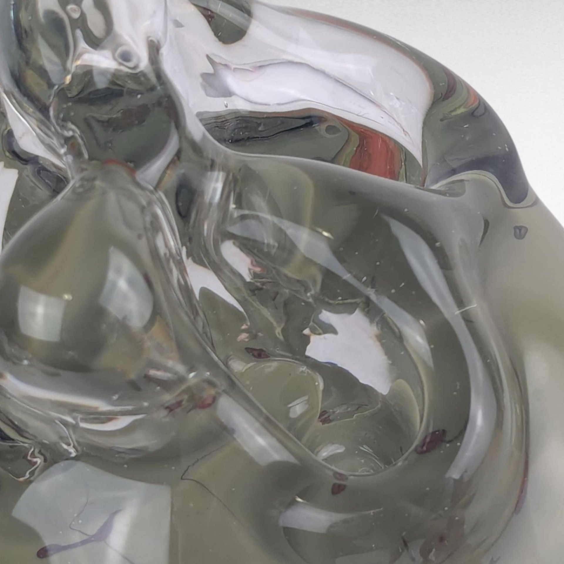 Vintage Art Glass Sculpture, Abstract Form, Signed (Unreadable), Decorative Glass Art, Heavy Glass Piece