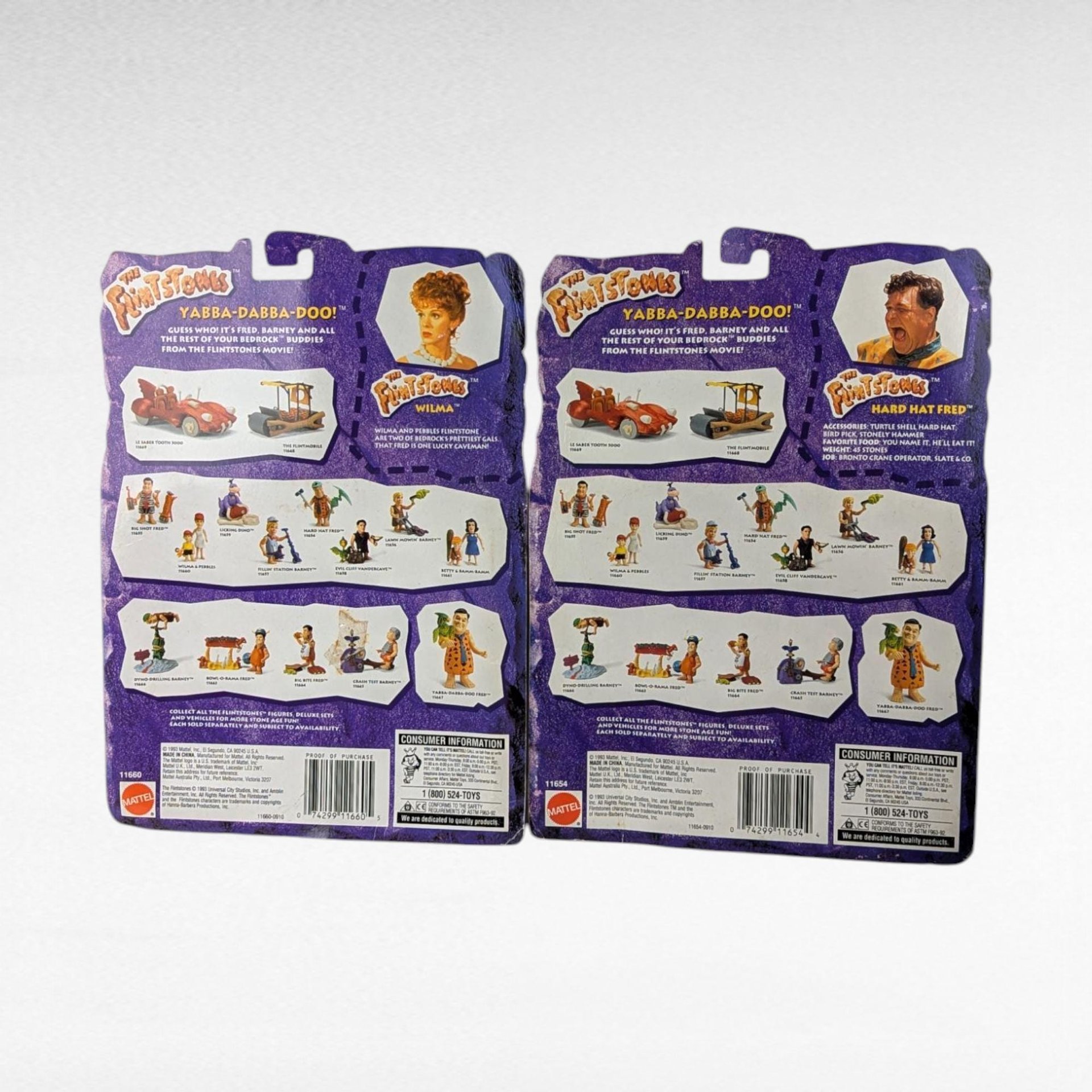 Mattel Flintstones Toy Set, Wilma & Pebbles, Hard Hat Fred, New in Package, Vintage Collectibles