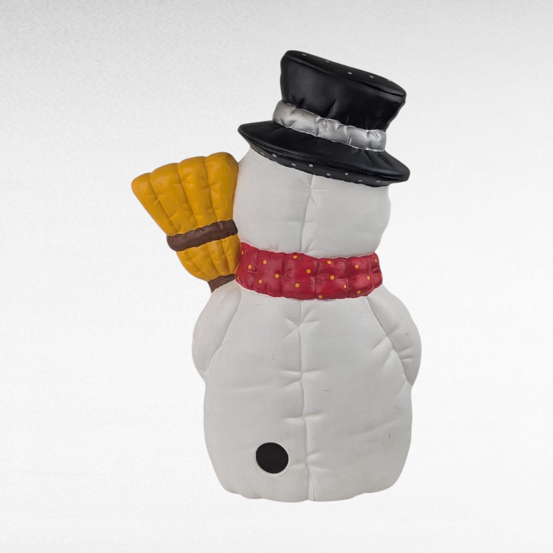 Vintage Ceramic Snowman Light Up (No Cord) Figure, Hand Painted Holiday Decor, 13.5 Inch Christmas Decoration, Gift for Snowman Collector
