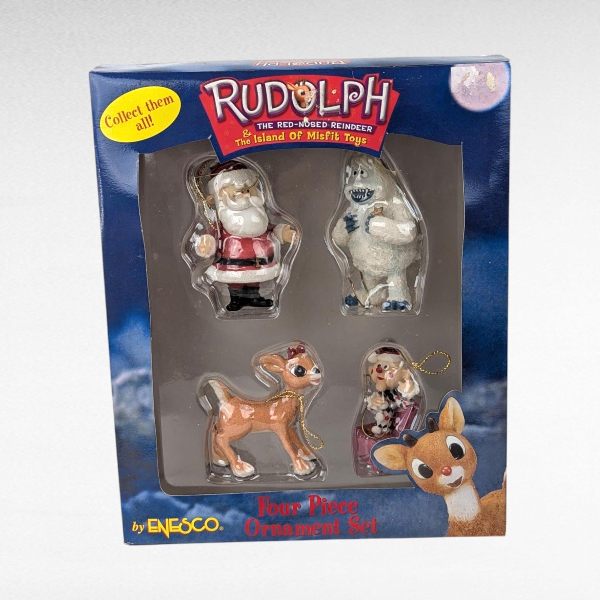 2000 Enesco Rudolph Ornament Set, Misfit Toys, 4 Piece, New in Package, Christmas Decor, Collectible Ornaments