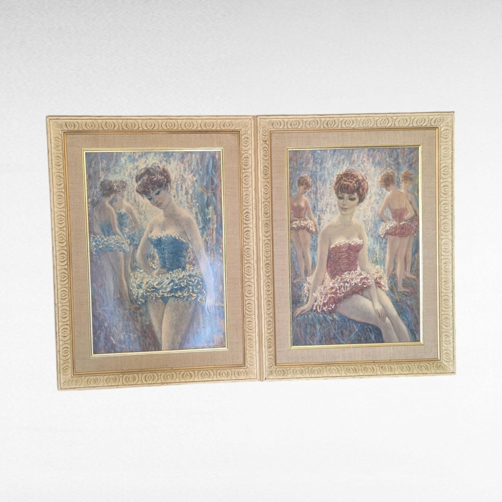 Vintage Ballerina Prints, Pair of Framed Wall Art, Ballet Decor, Dance Studio Art, Gift for Dancer, Vintage Ballet Art