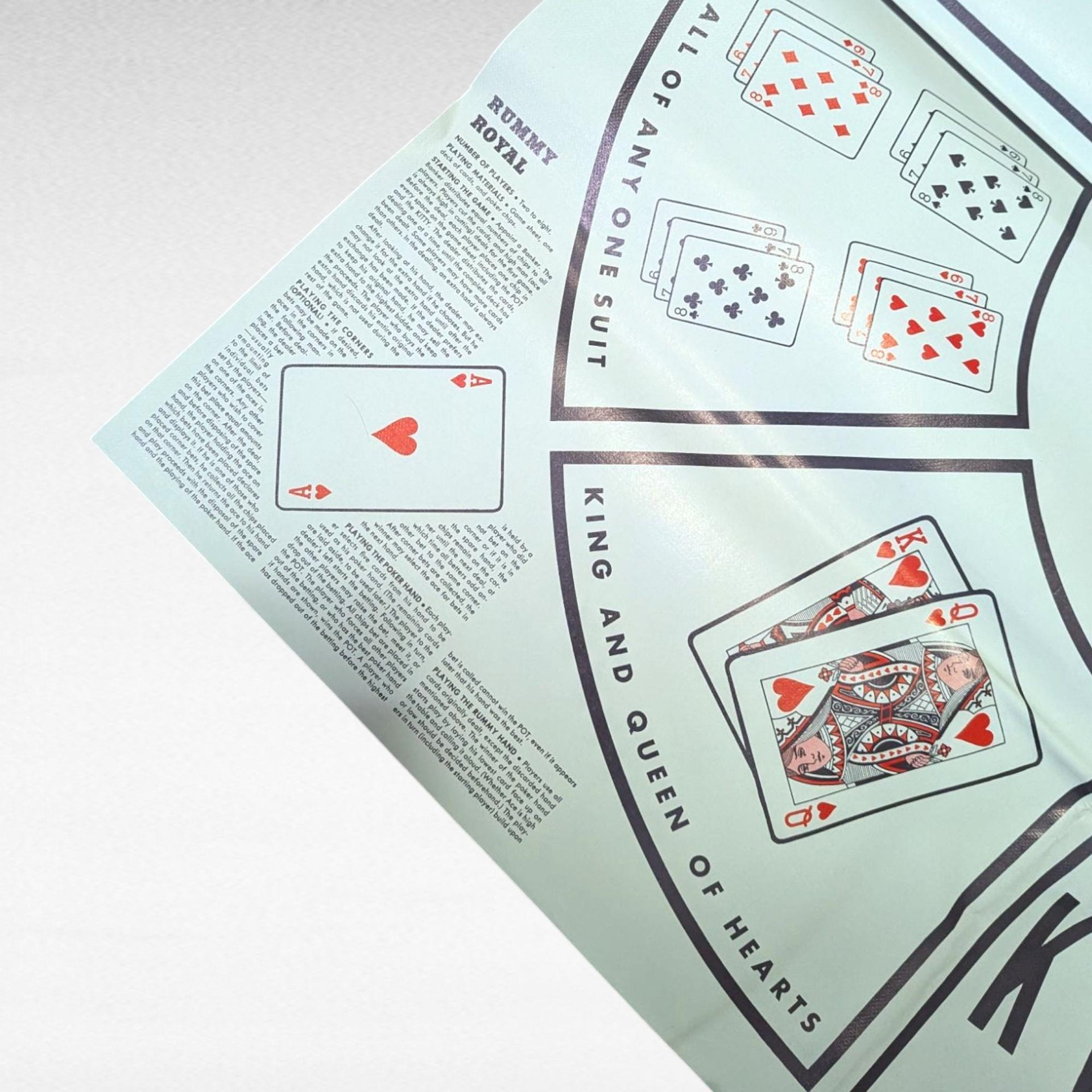 Vintage 1937 Whitman Rummy Royal Game Mat - Michigan Rummy - Family Fun Night - Collectible Game - Gift for Game Collectors