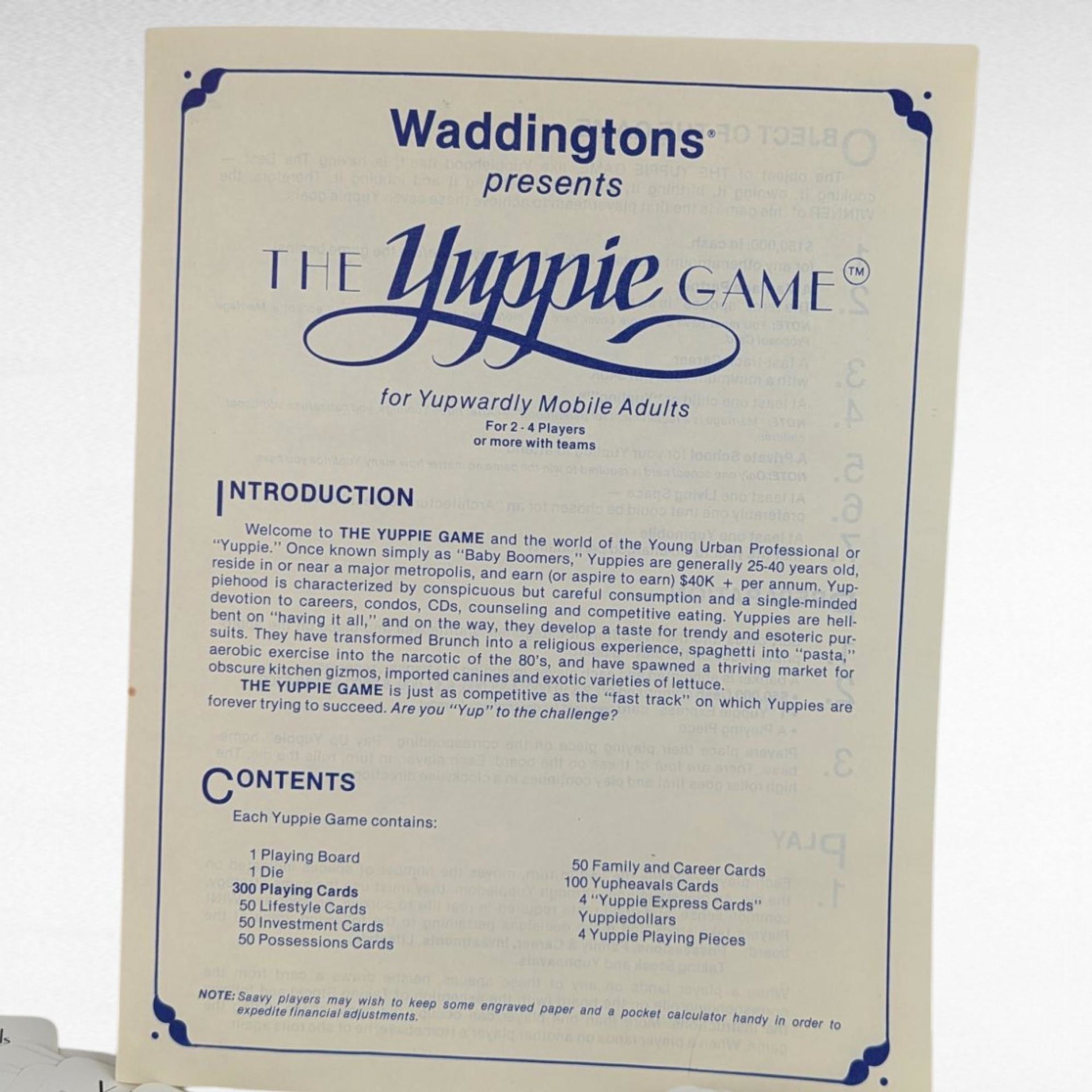Vintage 1985 Waddingtons The Yuppie Game Complete