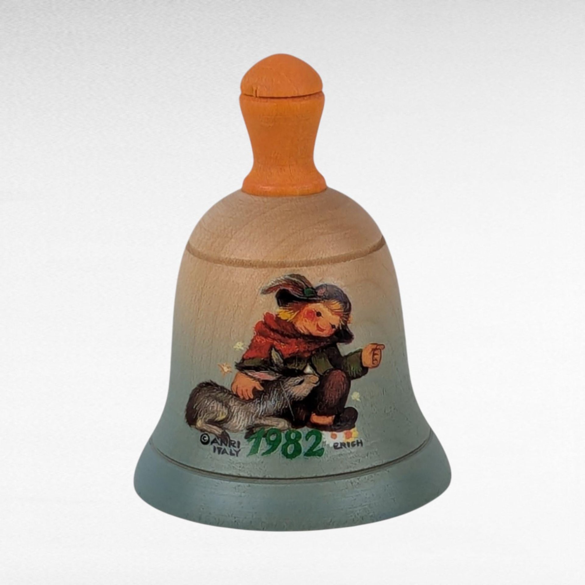 Vintage Anri Christmas Lot: 1989 Ornament, 1977 Bell, 1982 Annual Bell - Hand-Carved Collectibles