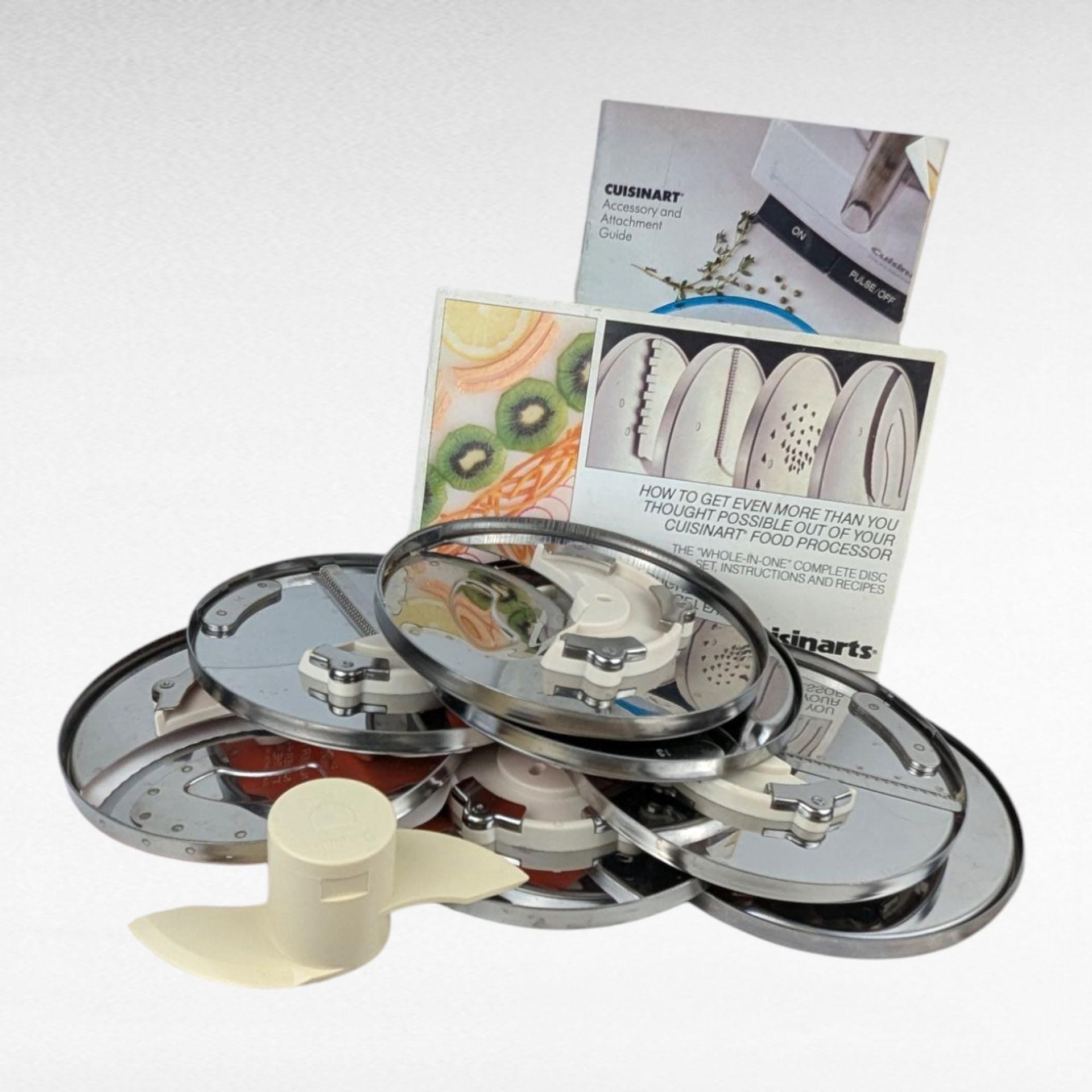 Vintage Cuisinart Complete DLC-8/DLC-10 Disc Set, 8 Food Processor Blades, Unused Condition, Original Box, Replacement Parts