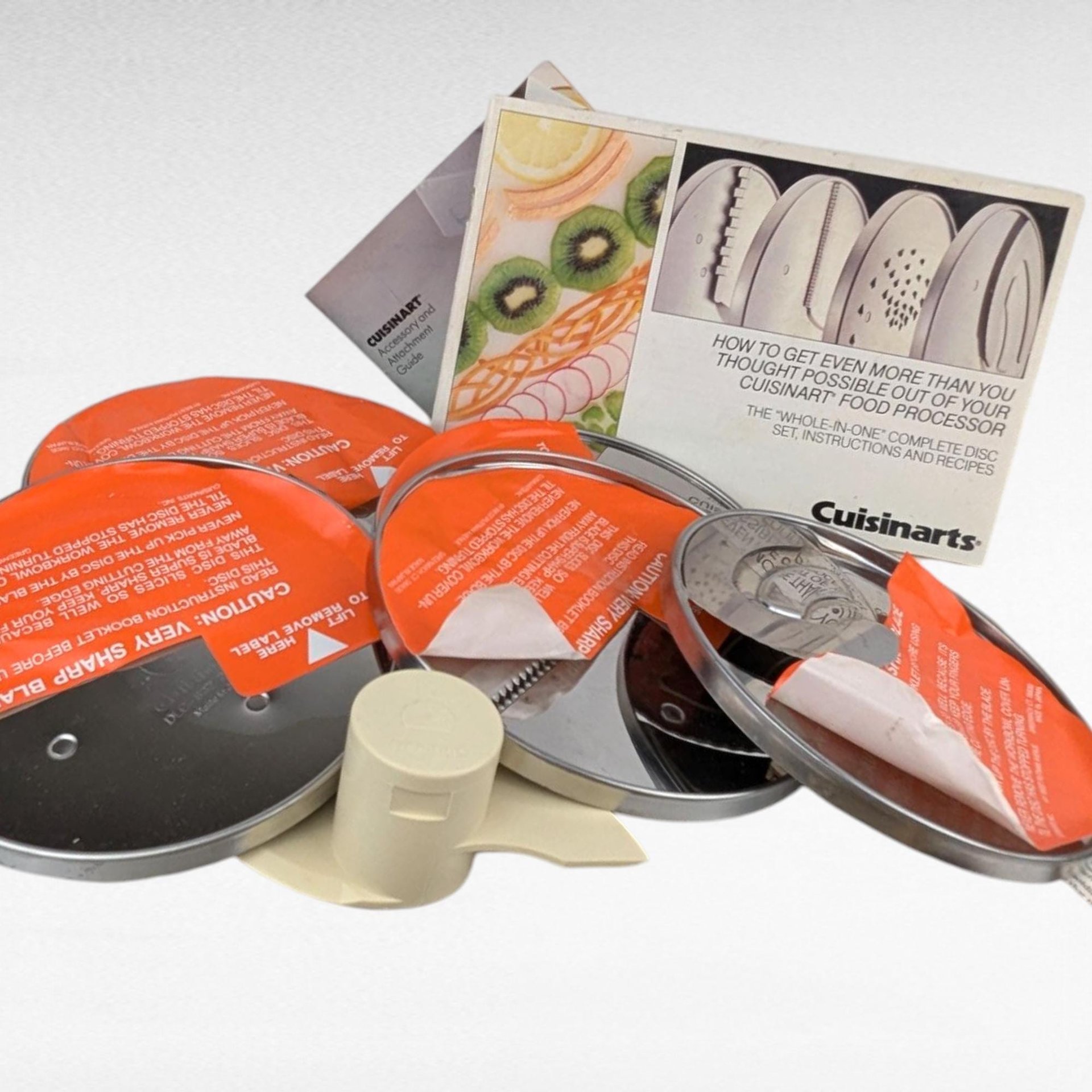 Vintage Cuisinart Complete DLC-8/DLC-10 Disc Set, 8 Food Processor Blades, Unused Condition, Original Box, Replacement Parts